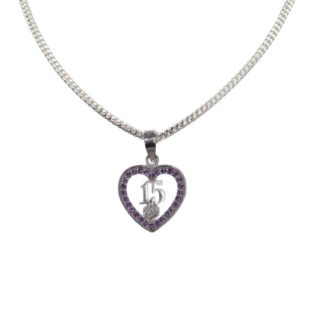 Dije 15 Años Con Circonias + Cadena en Plata .925