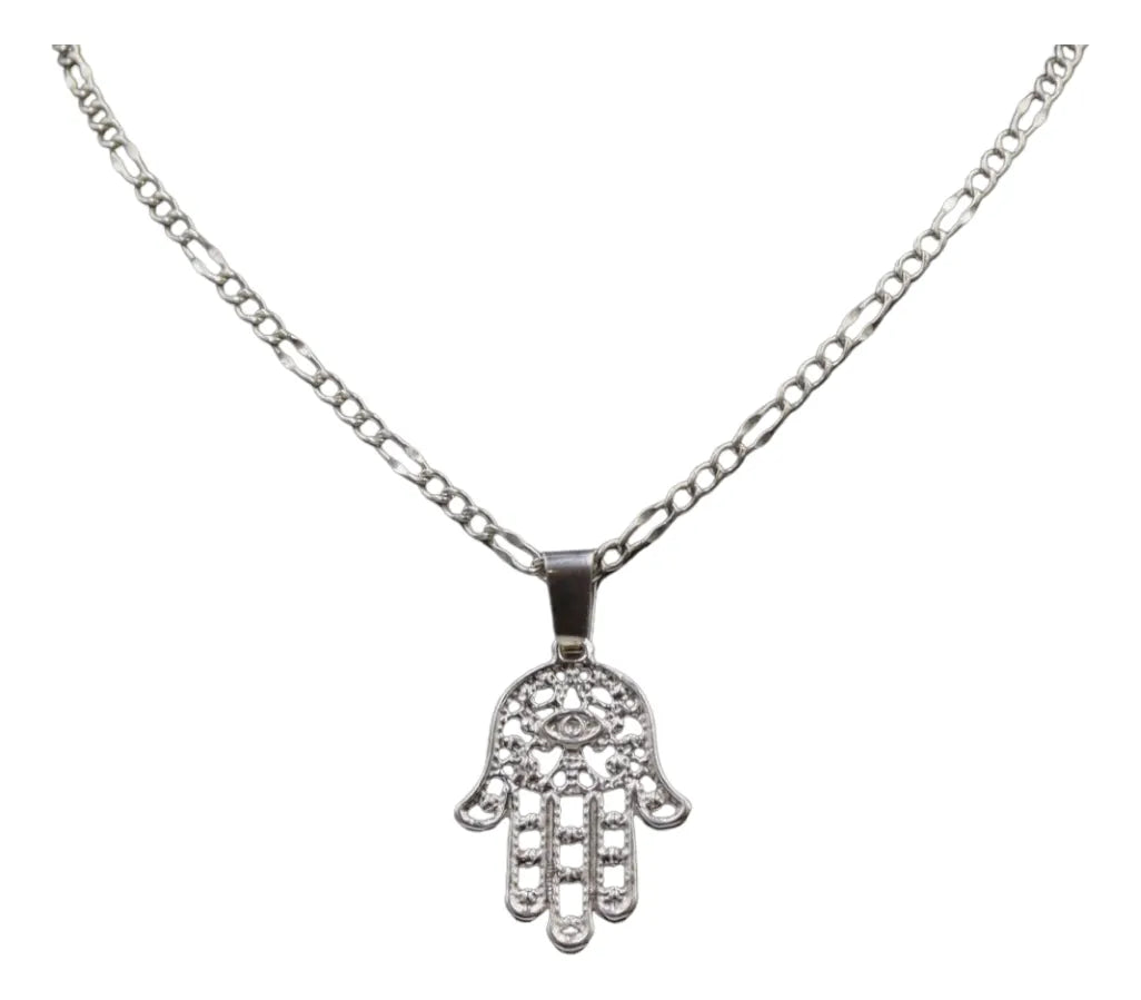 Dije Mano De Fatima + Cadena en Plata .925