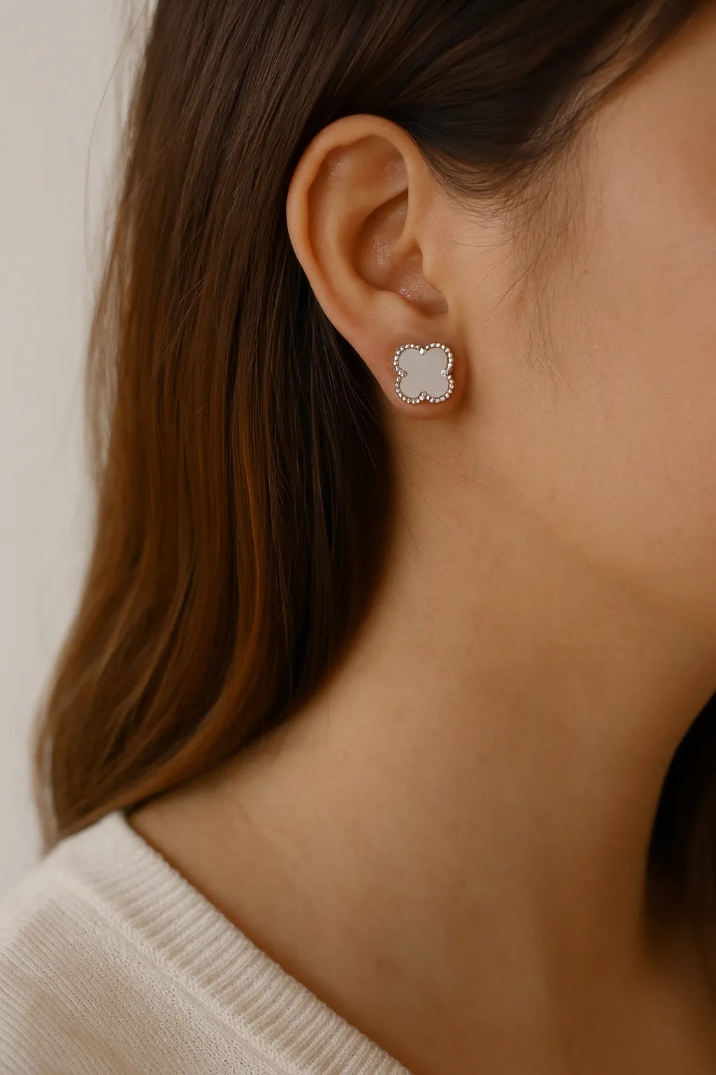 Aretes Tipo Trébol En Plata .925