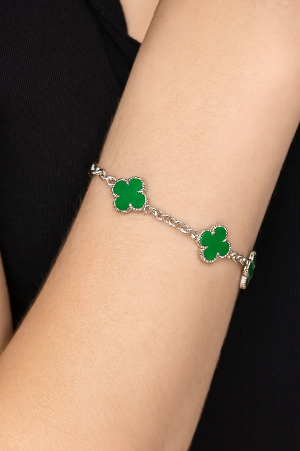 Pulso De Plata .925 Estilo Trebol 18 cm