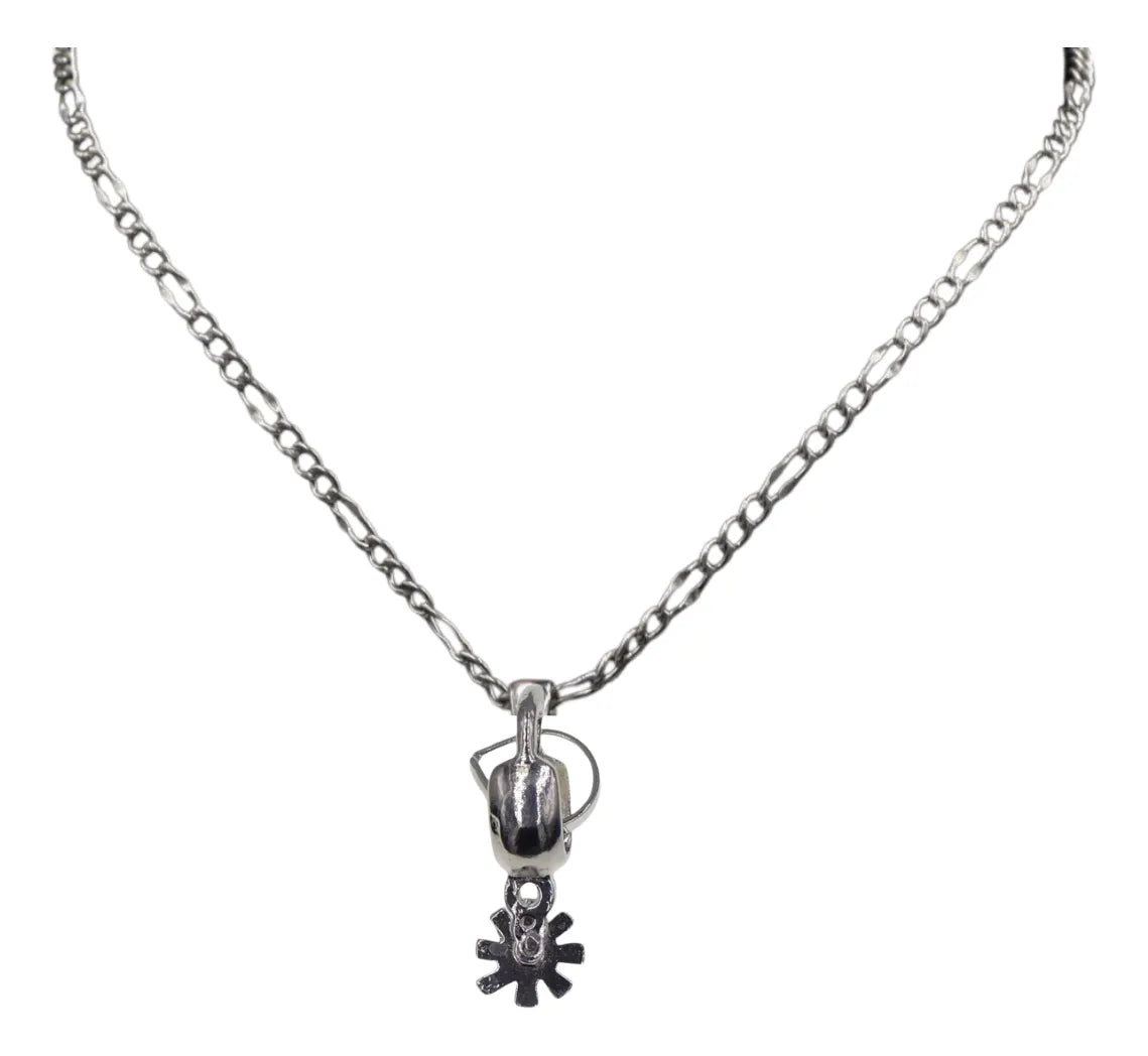Dije De Bota Vaquera Con Espuela + Cadena en Plata .925