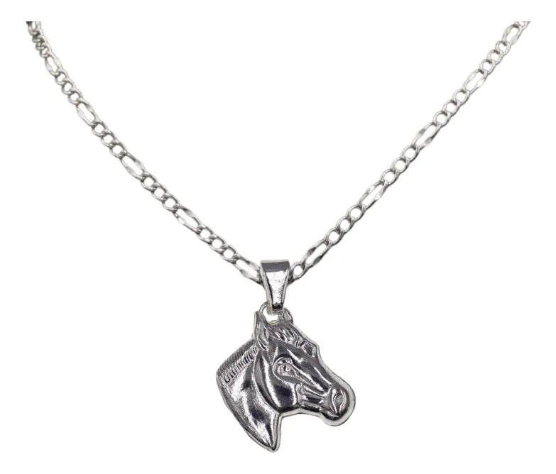 Dije De Caballo Grande + Cadena en Plata .925