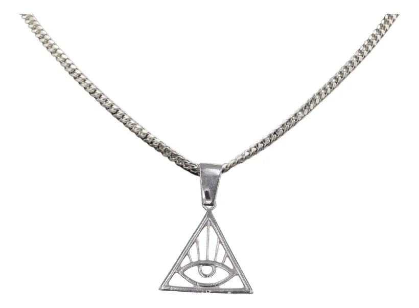 Dije Triángulo Iluminati + Cadena en Plata .925