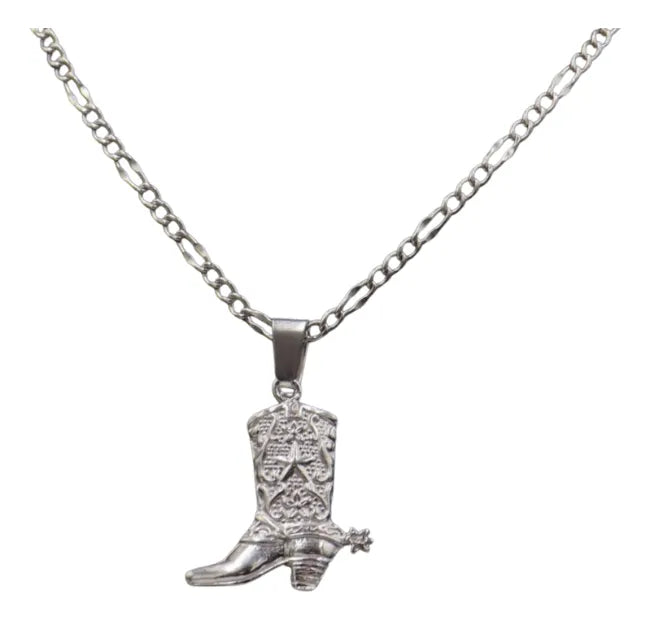 Dije Bota Vaquera + Cadena en Plata .925