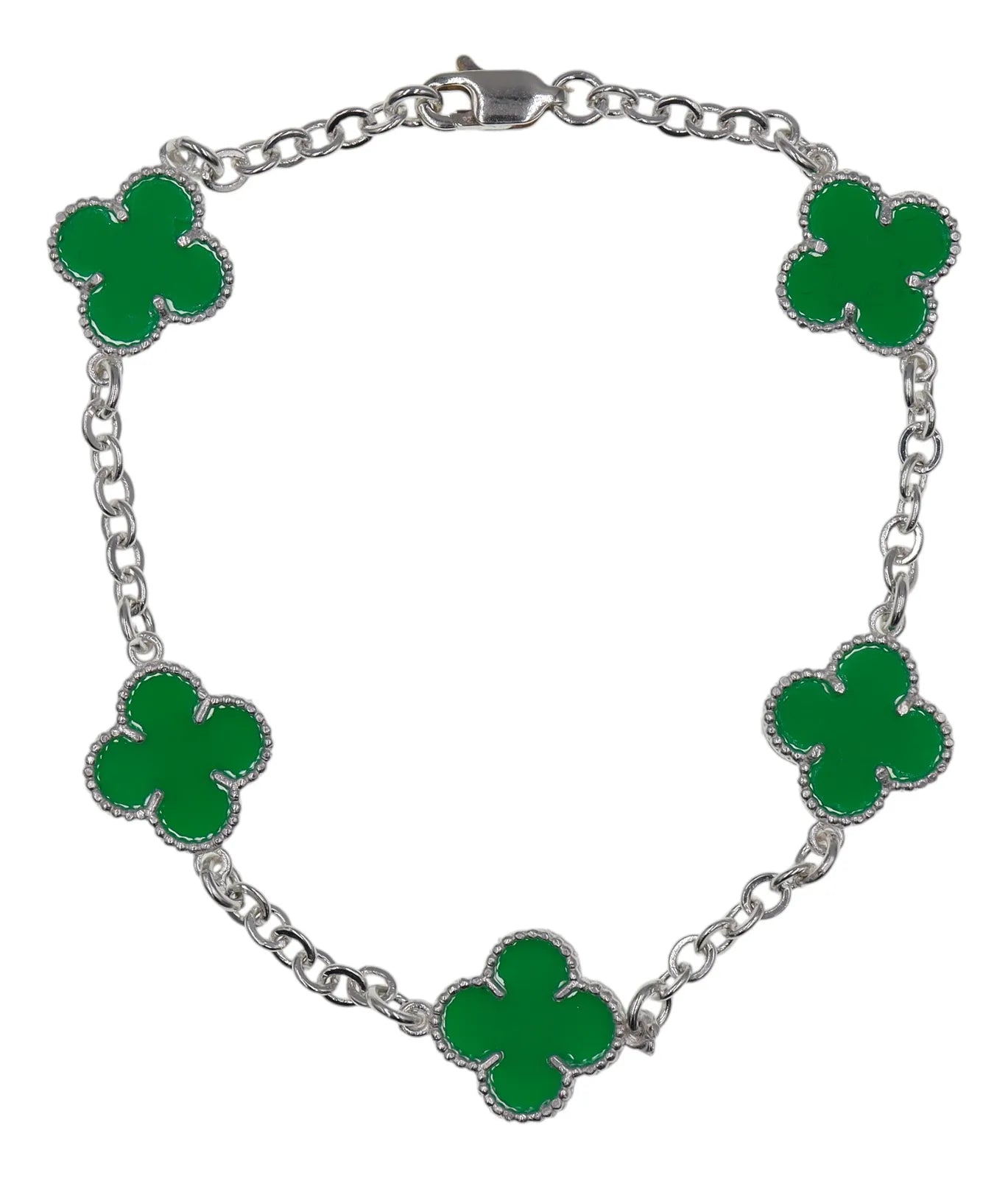 Pulso De Plata .925 Estilo Trebol 18 cm