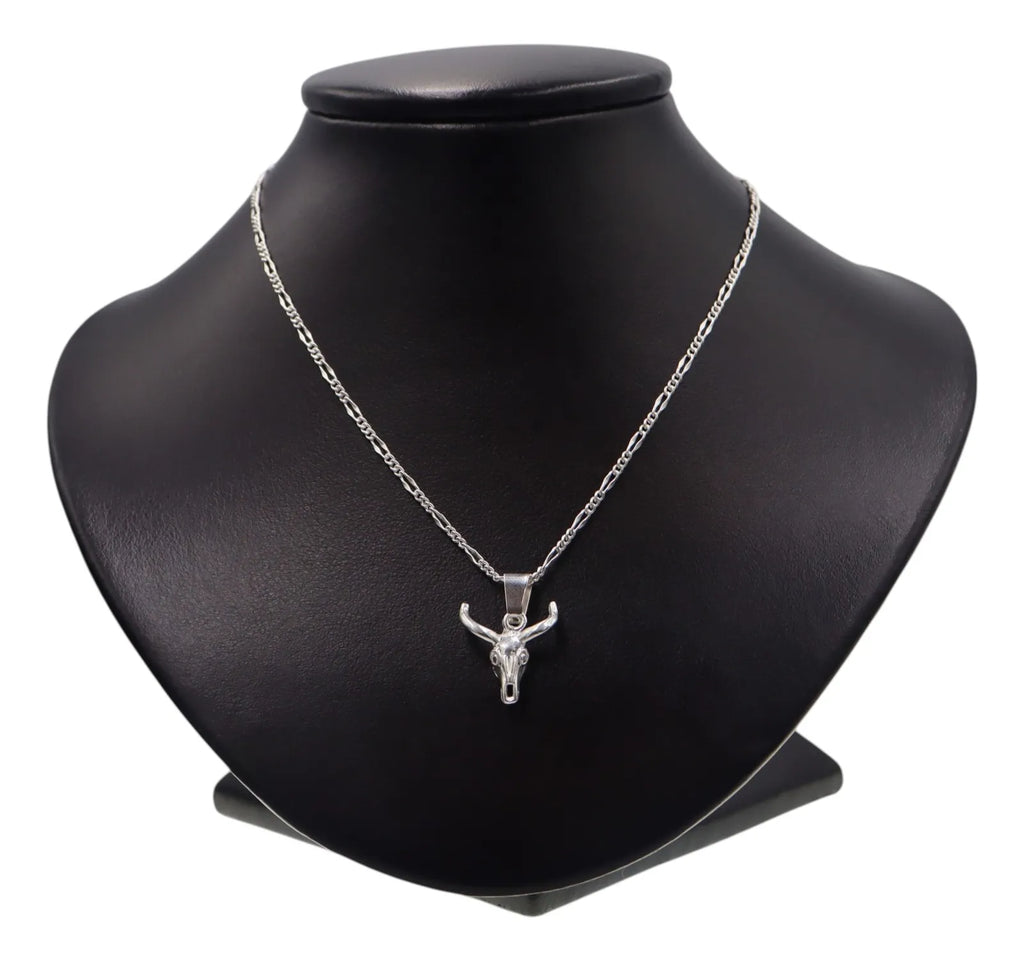 Dije De Cabeza De Toro + Cadena De Plata .925
