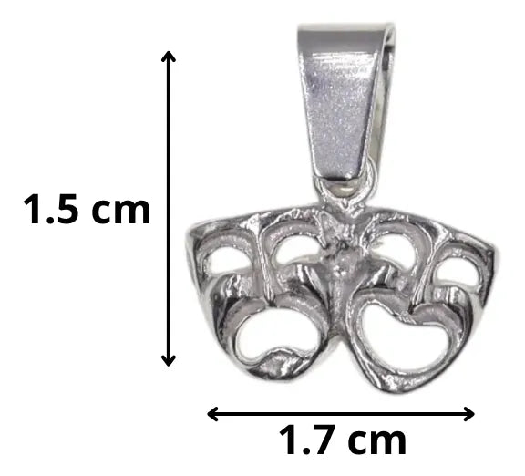 Dije Doble Mascara + Cadena en Plata .925