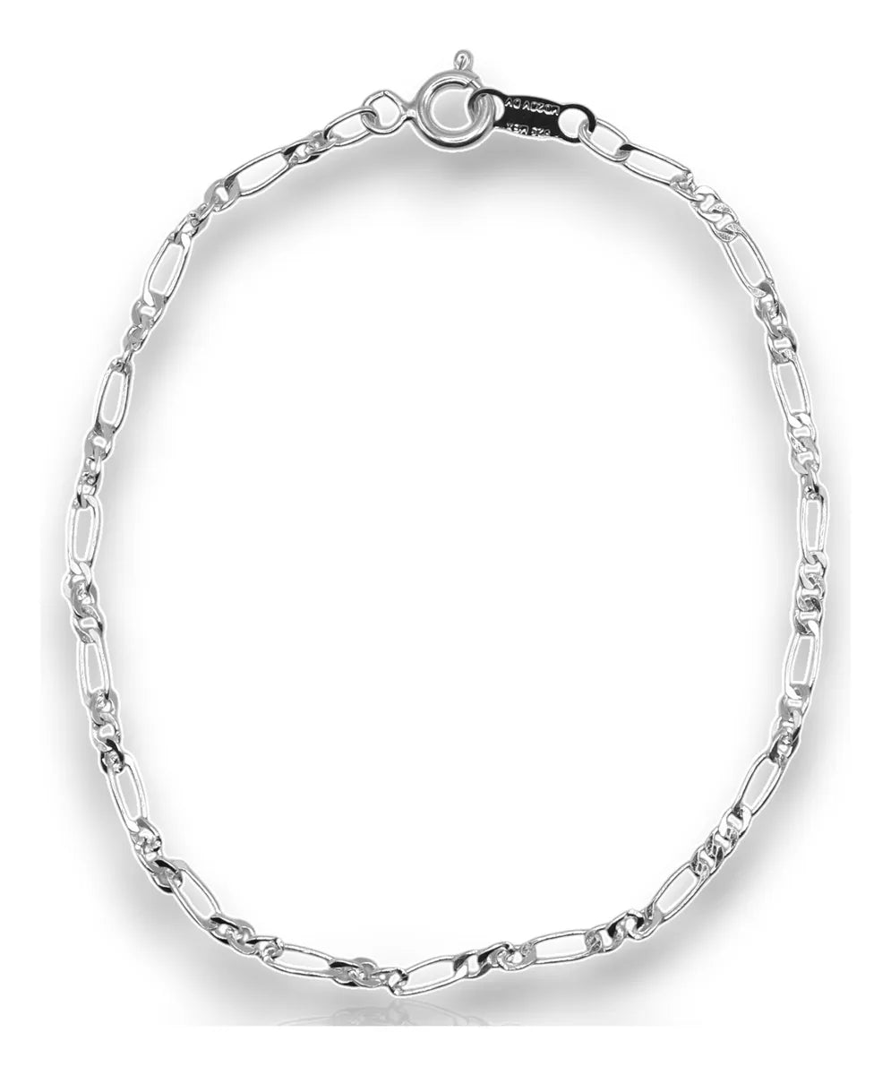 Pulsera Fígaro 2x1 Plata .925 |   18 Cm