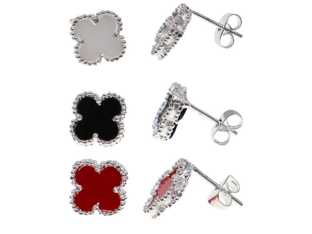 Aretes Tipo Trébol En Plata .925