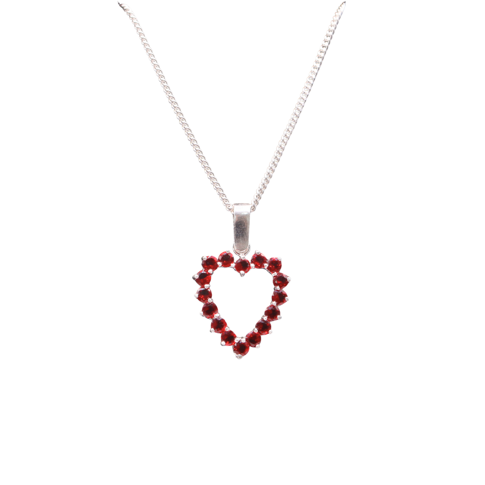 Dije Corazón Contorno Rojo En Plata .925