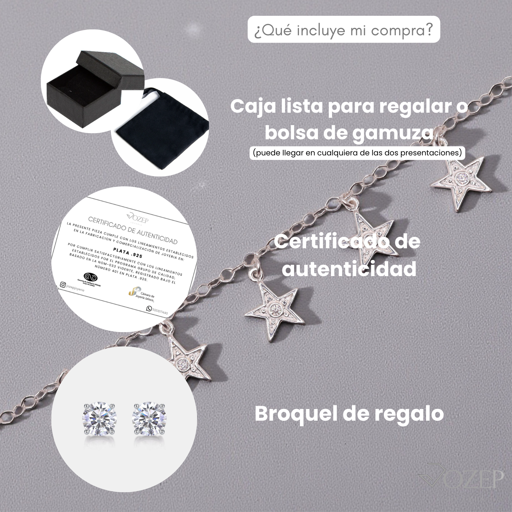 Pulsera Cinco Estrellas Plata .925 19 cm  Jozep Joyería