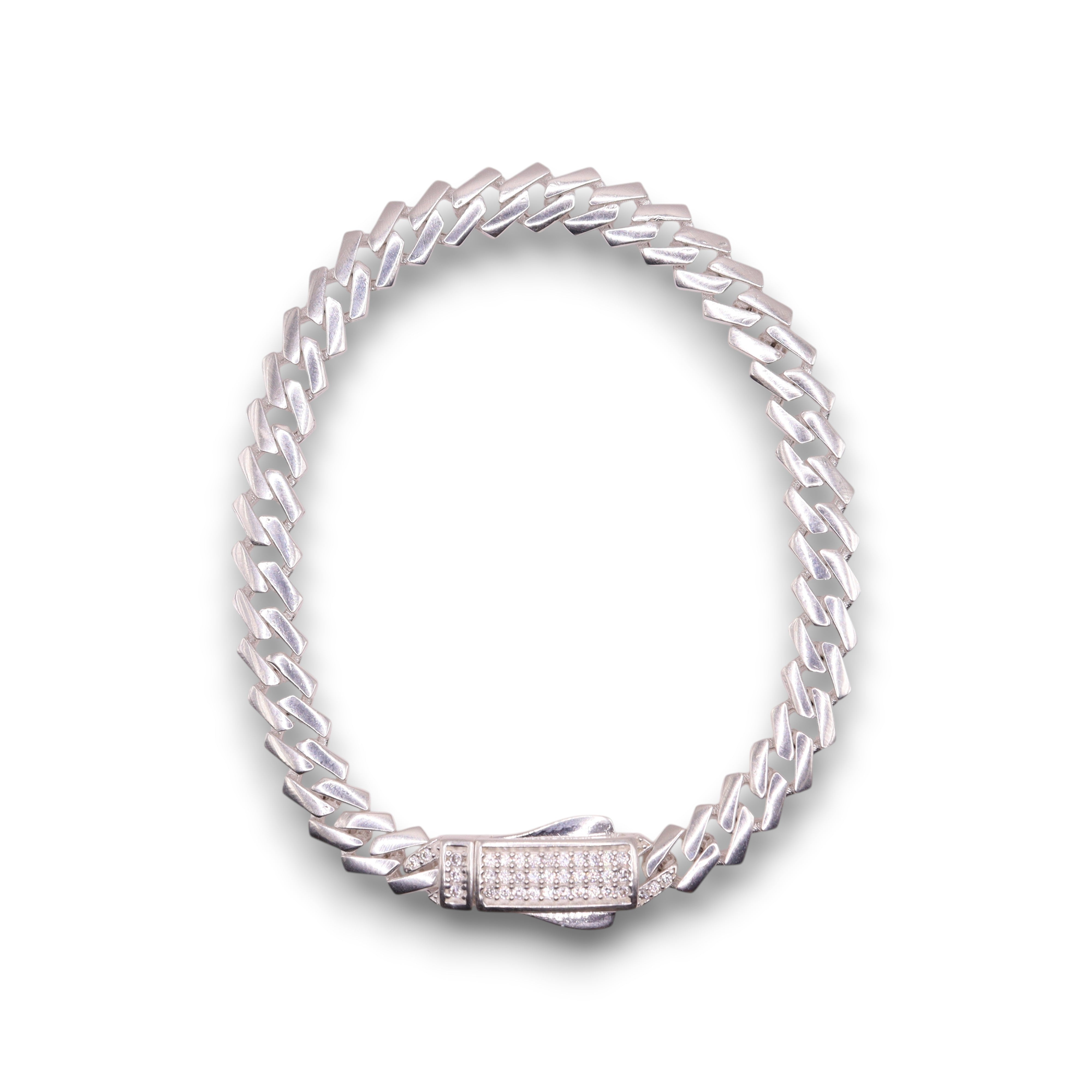 Pulsera Cubana Plata .925 Mate Angular 18 cm