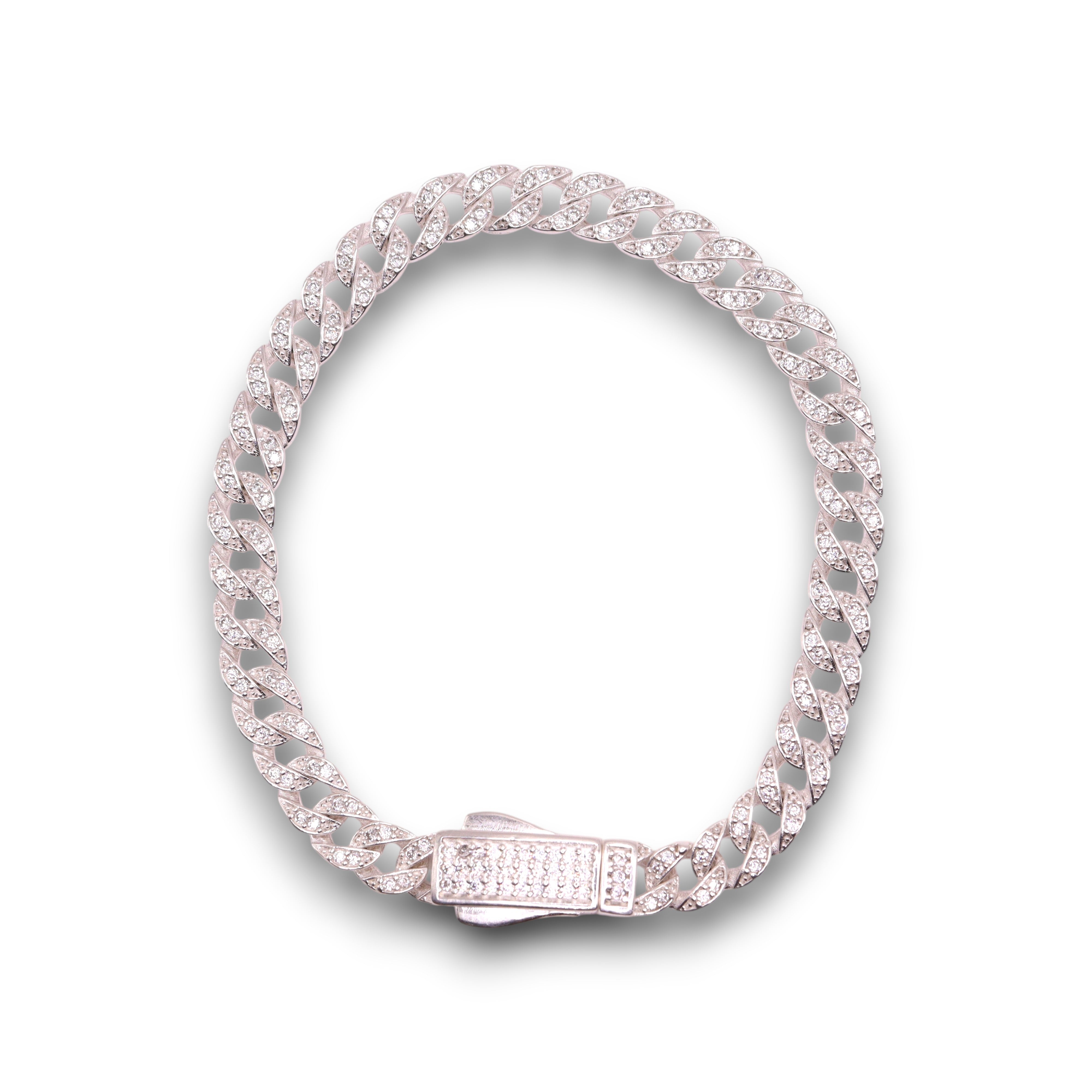 Pulsera Cubana Plata .925 con Zirconias 18 cm