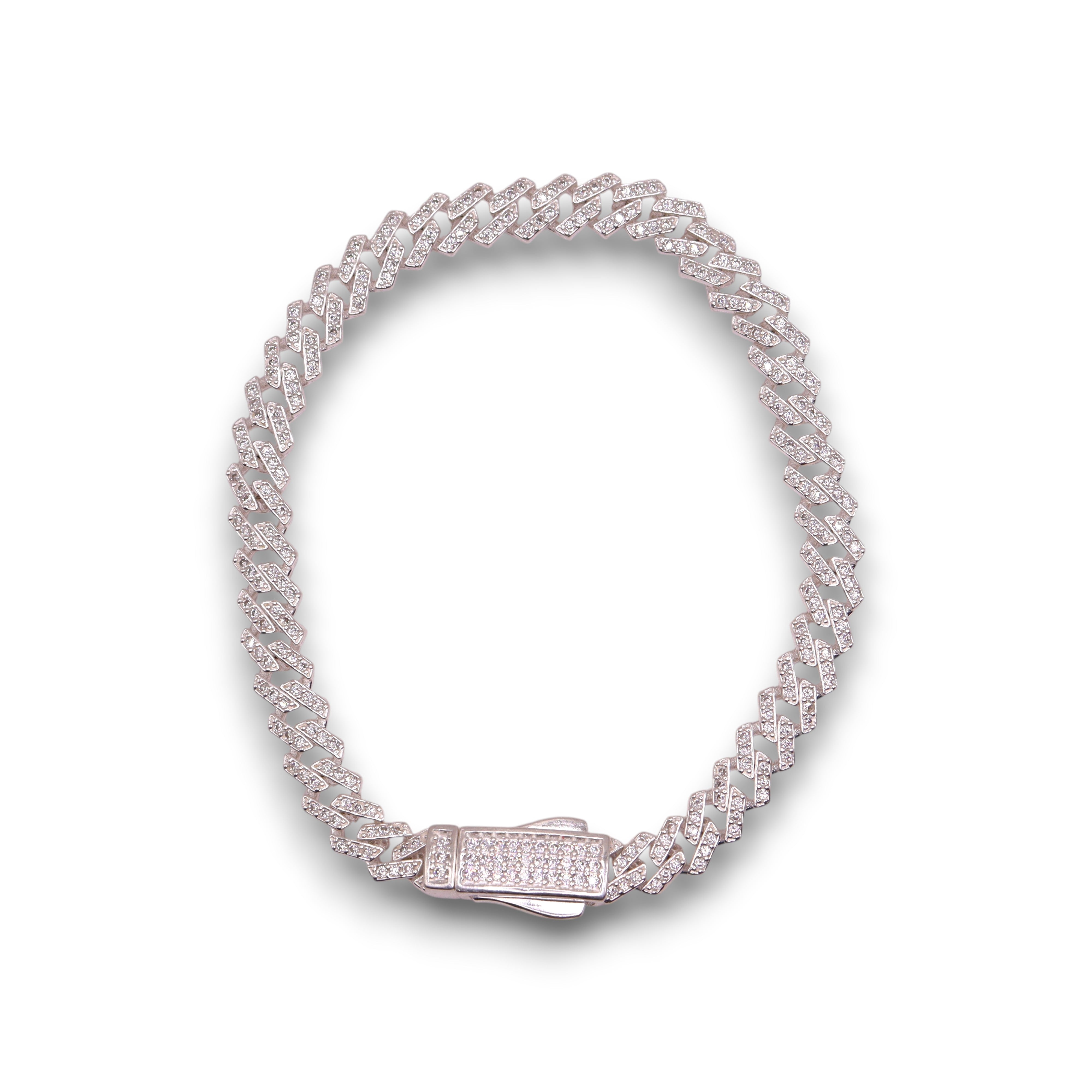 Pulsera Plata .925 Estilo Miami con Circonia Fina 19.5 cm
