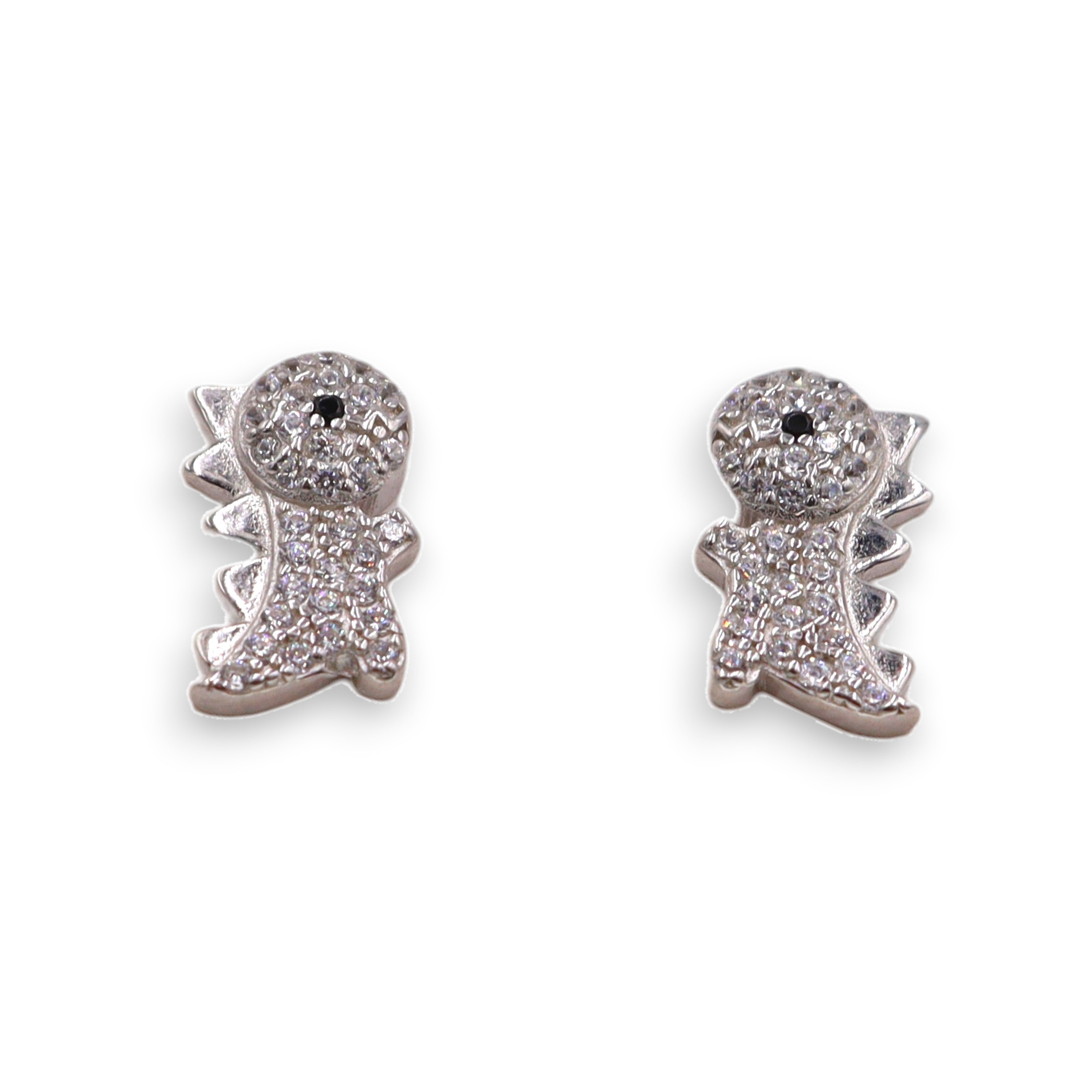 Aretes Plata .925 Dinosaurio con Circonias
