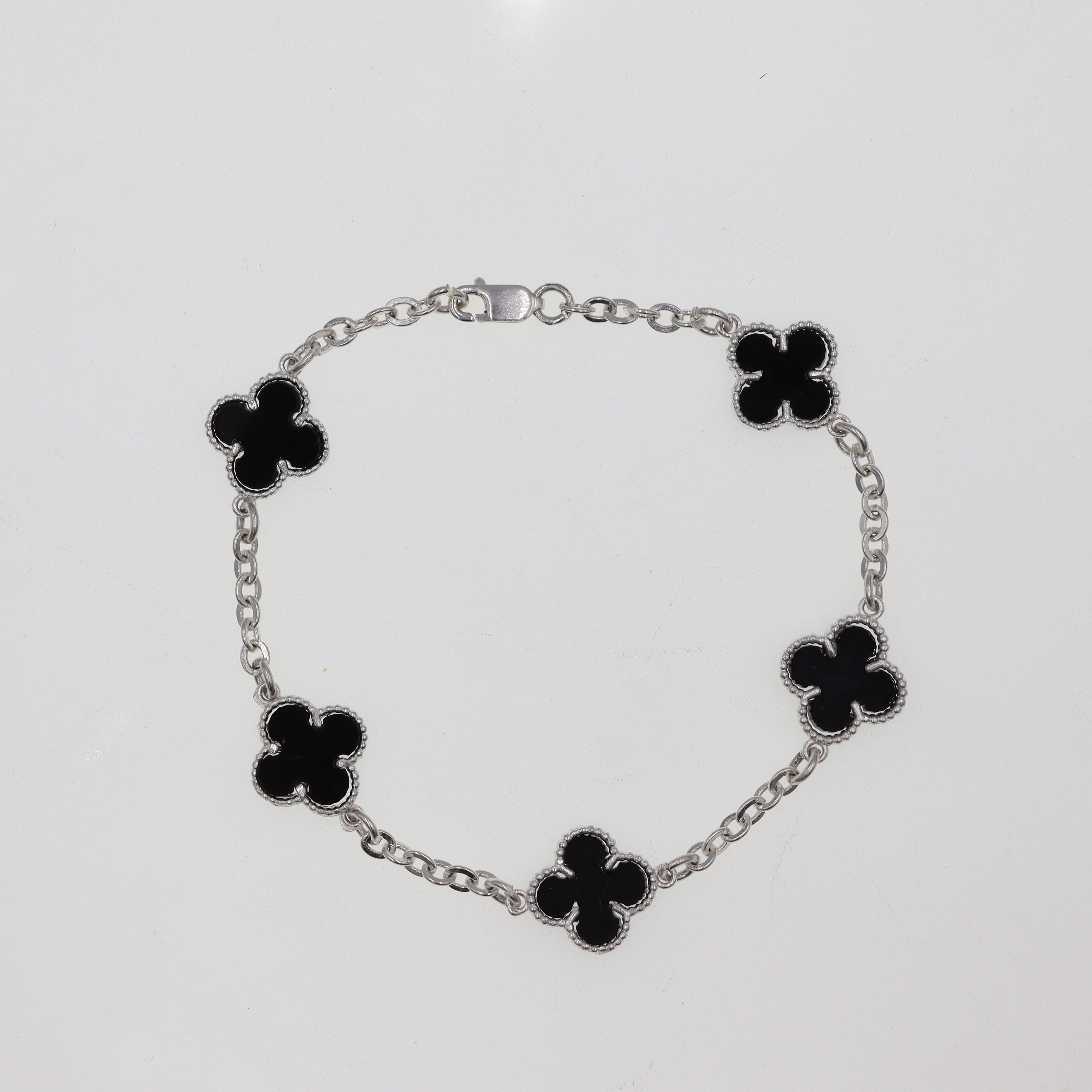 Pulso De Plata .925 Estilo Trebol 18 cm