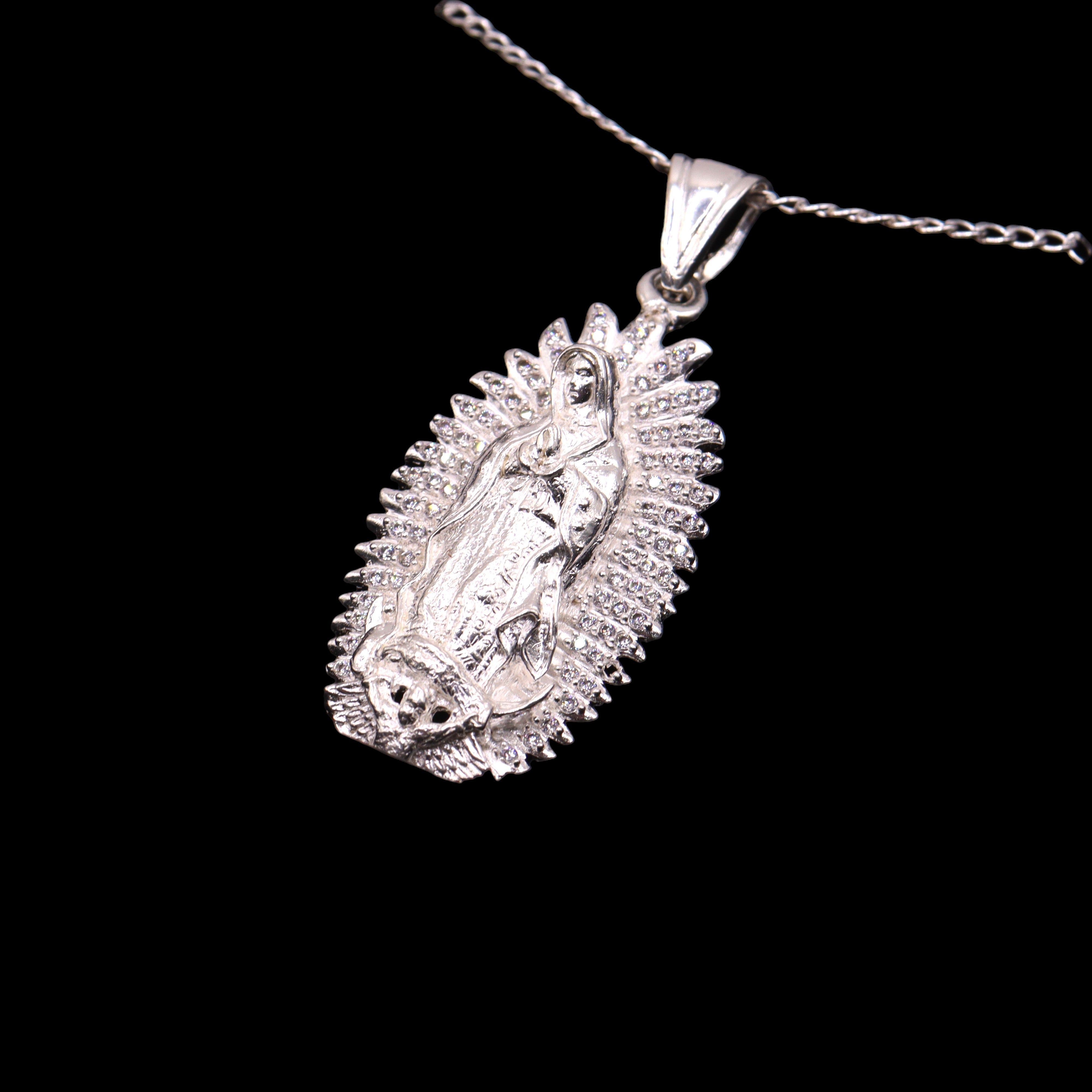 Dije Virgen Grande Blanca Plata .925