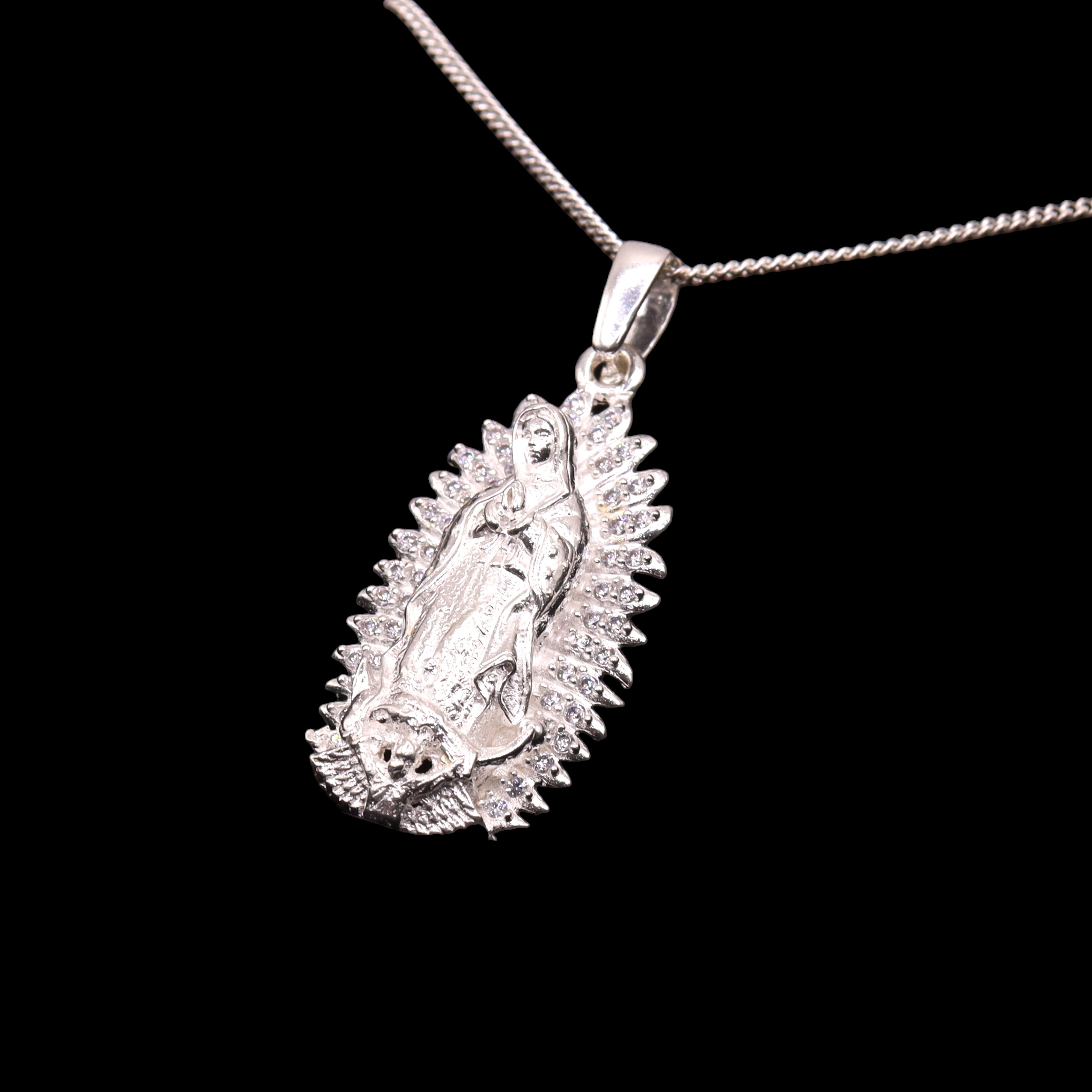 Dije Virgen Mediana Blanca Plata .925