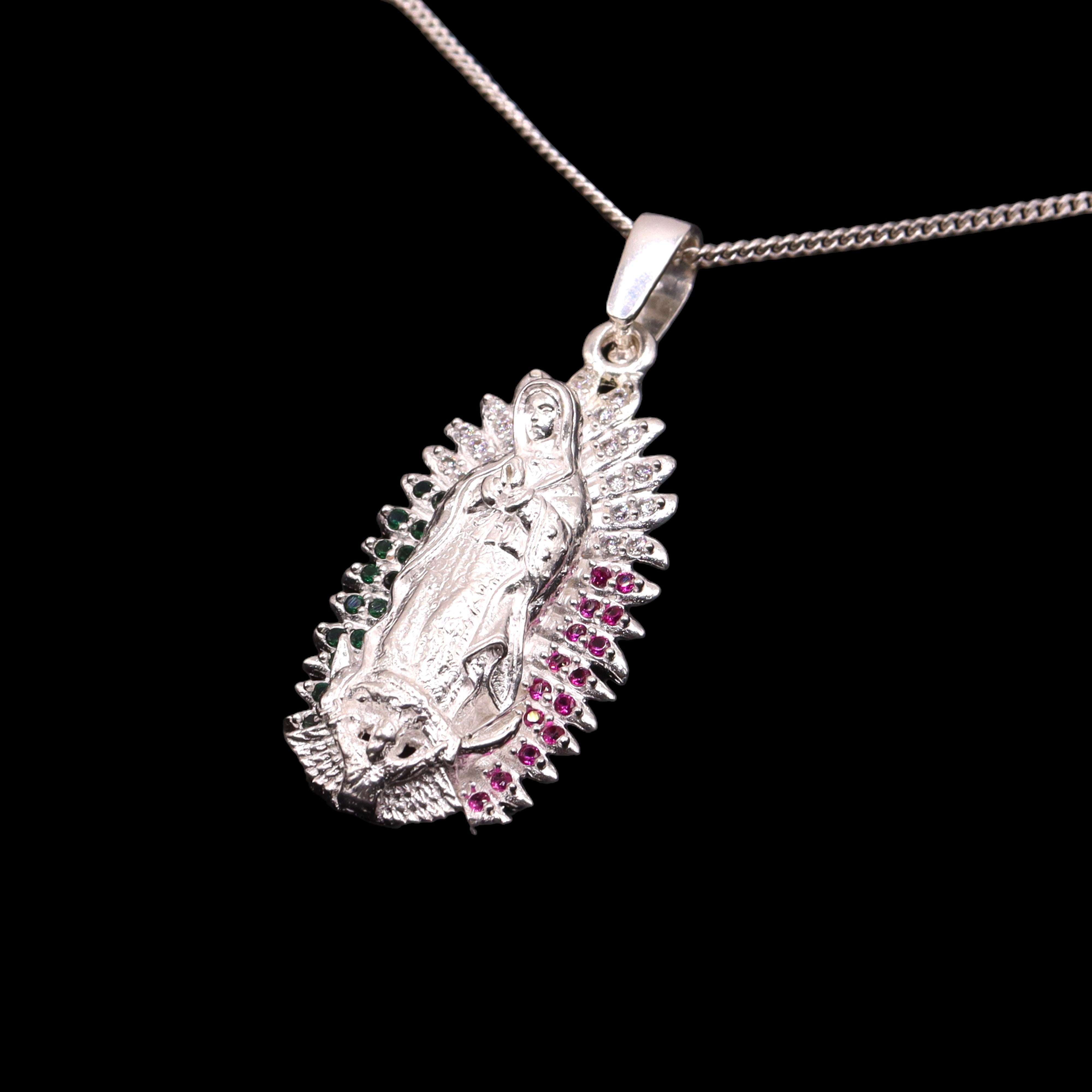 Dije Virgen Mediana Multicolor Plata .925