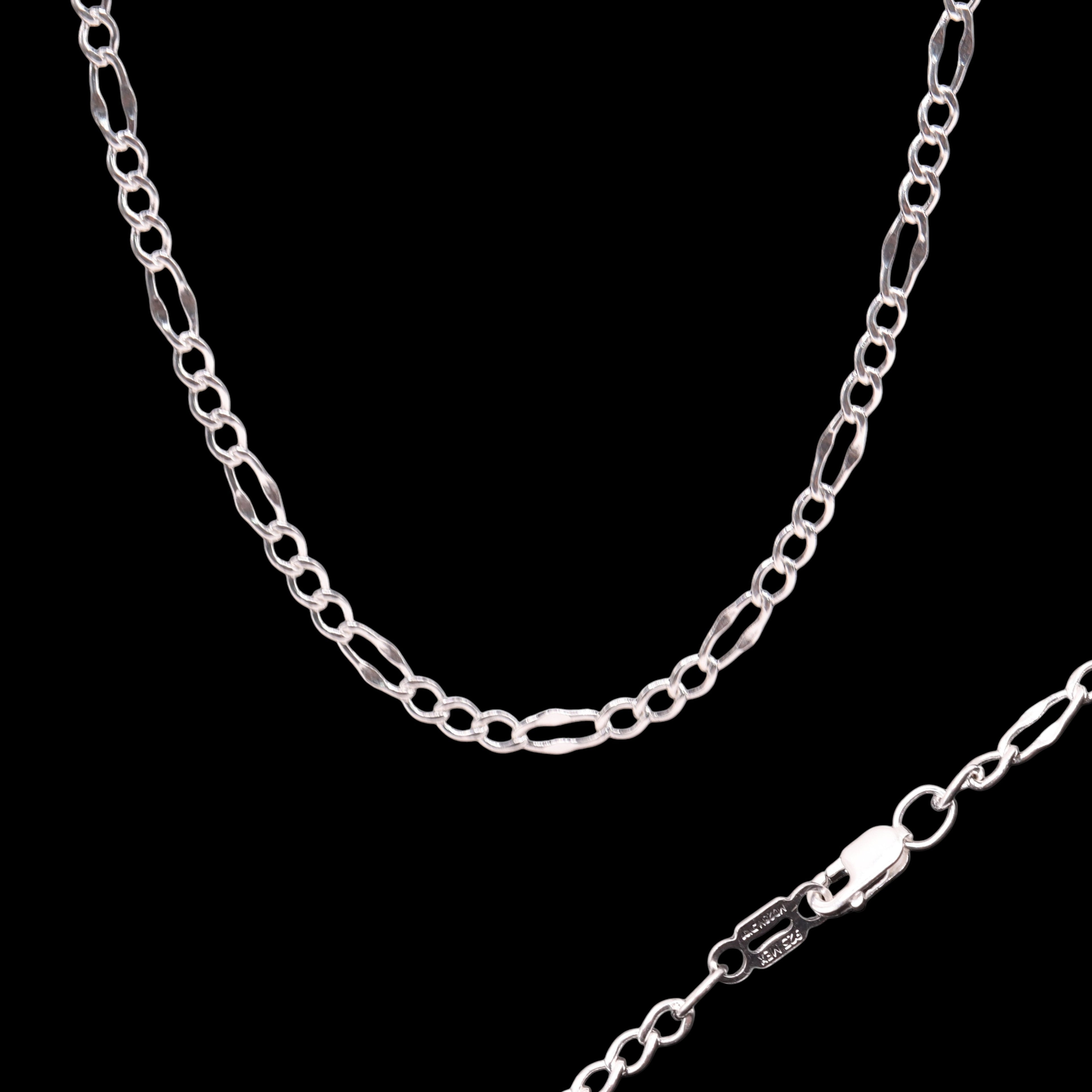 Cadena Figaro 3x1 Forjada de Plata .925