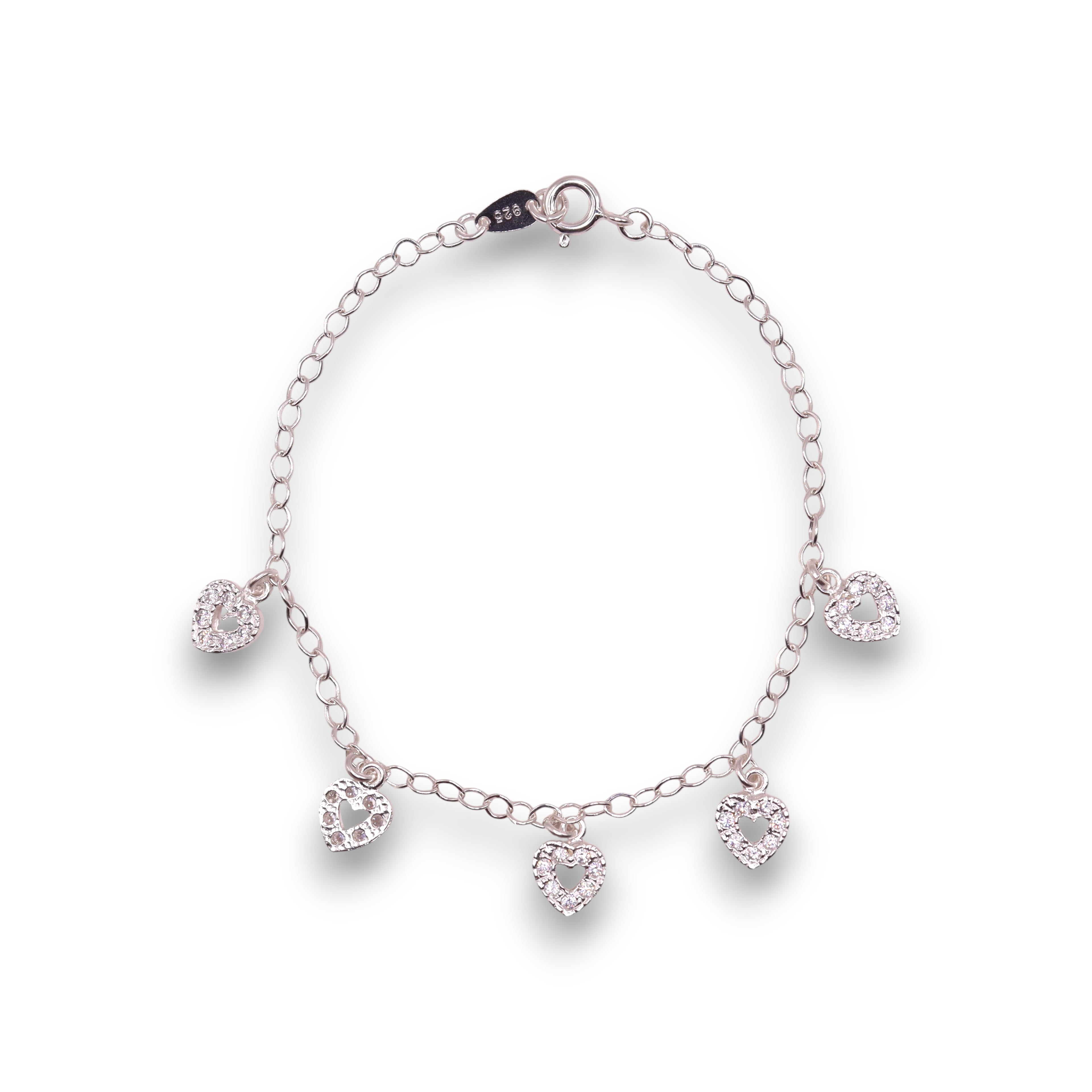 Pulsera Corazones Plata .925 18.5 cm Diseño Colgante Jozep Joyería