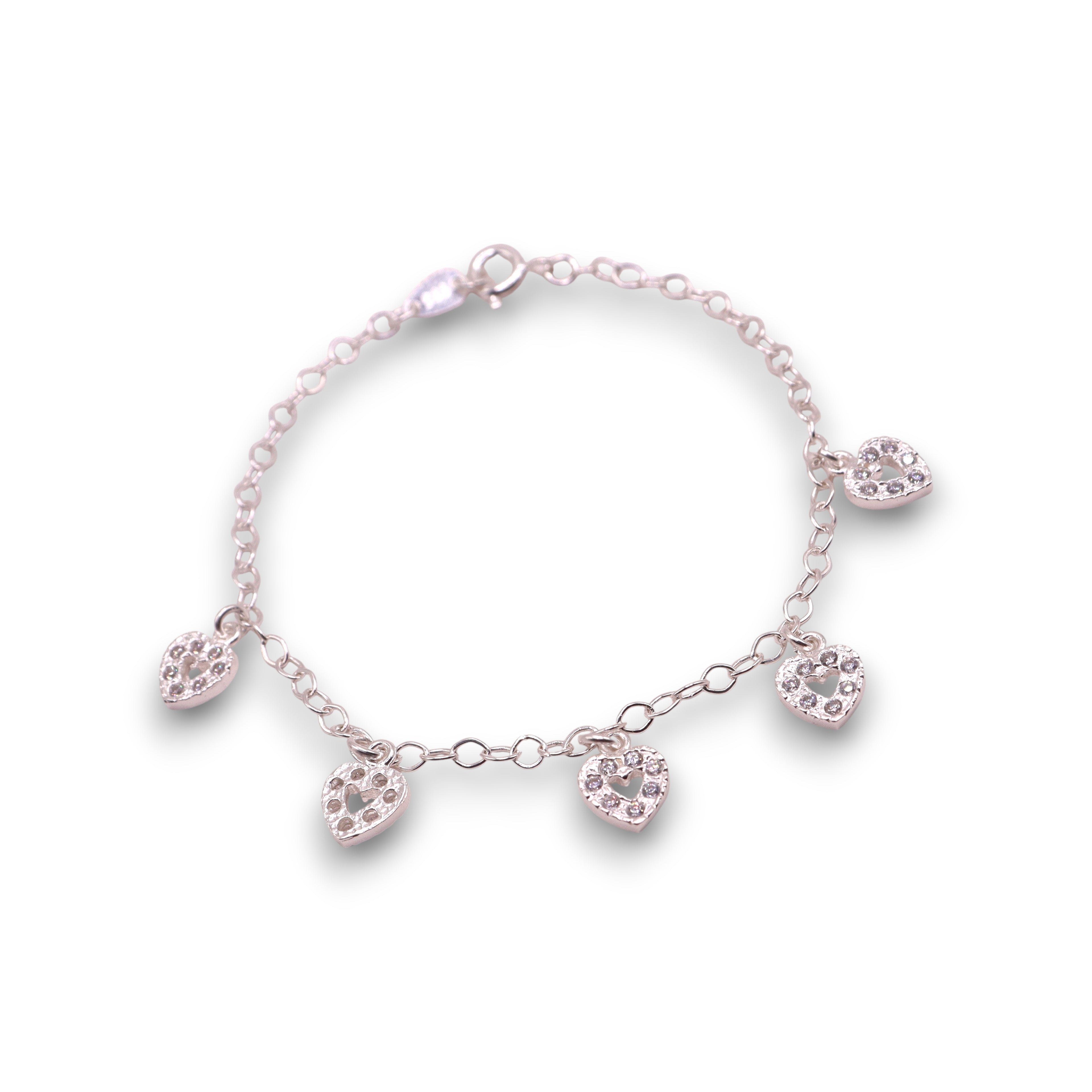 Pulsera Corazones Plata .925 18.5 cm Diseño Colgante Jozep Joyería