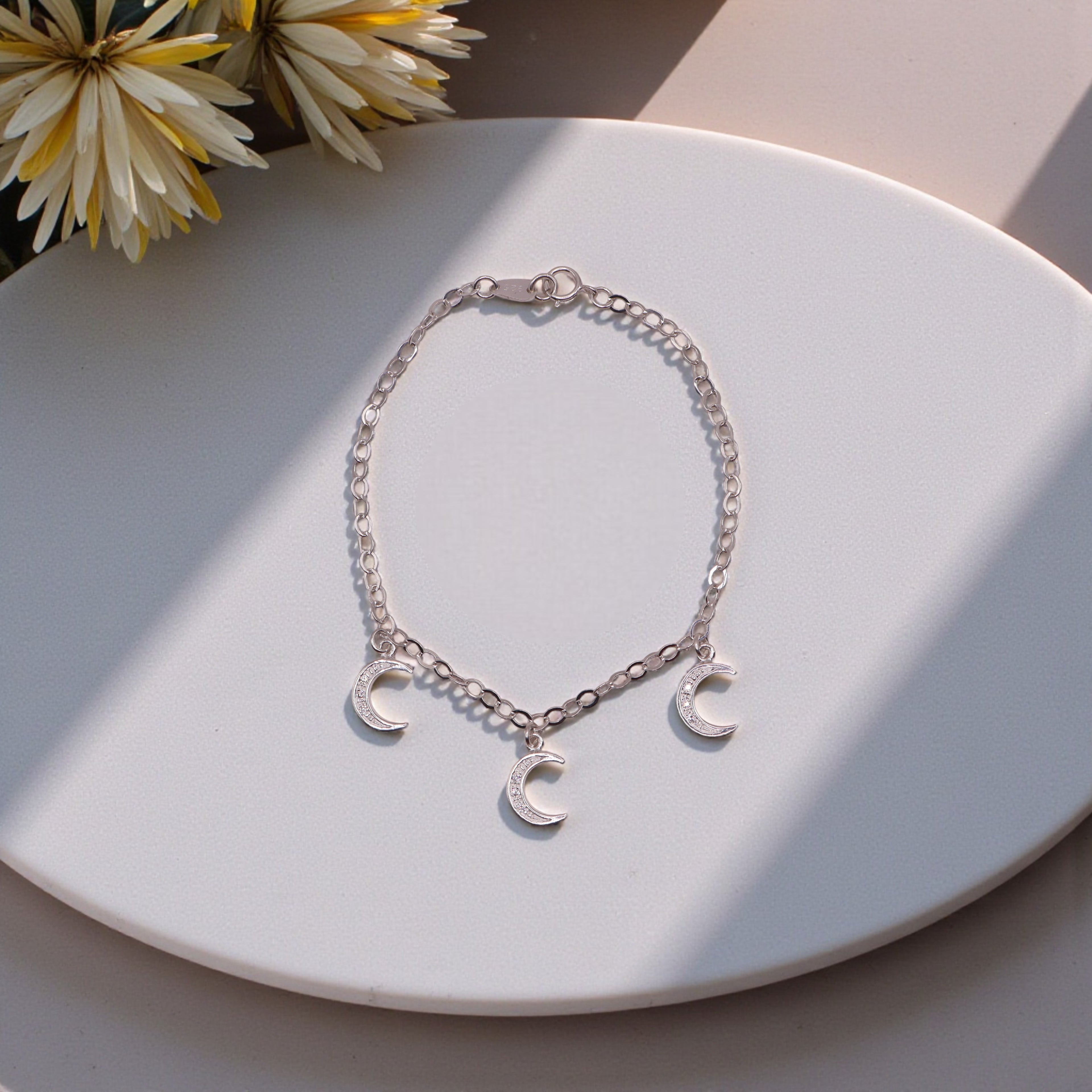 Pulsera Tres Lunas Plata .925 19 cm Jozep Joyería