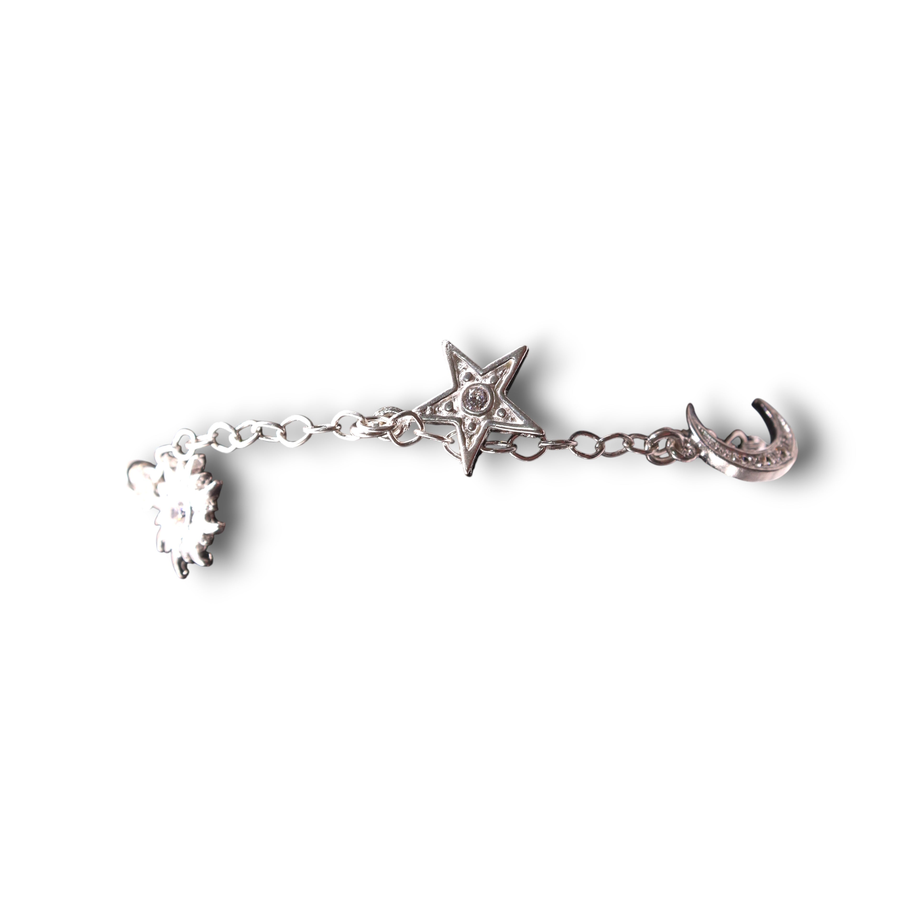 Pulsera Sol Luna Estrella Plata .925 18 cm Jozep Joyería