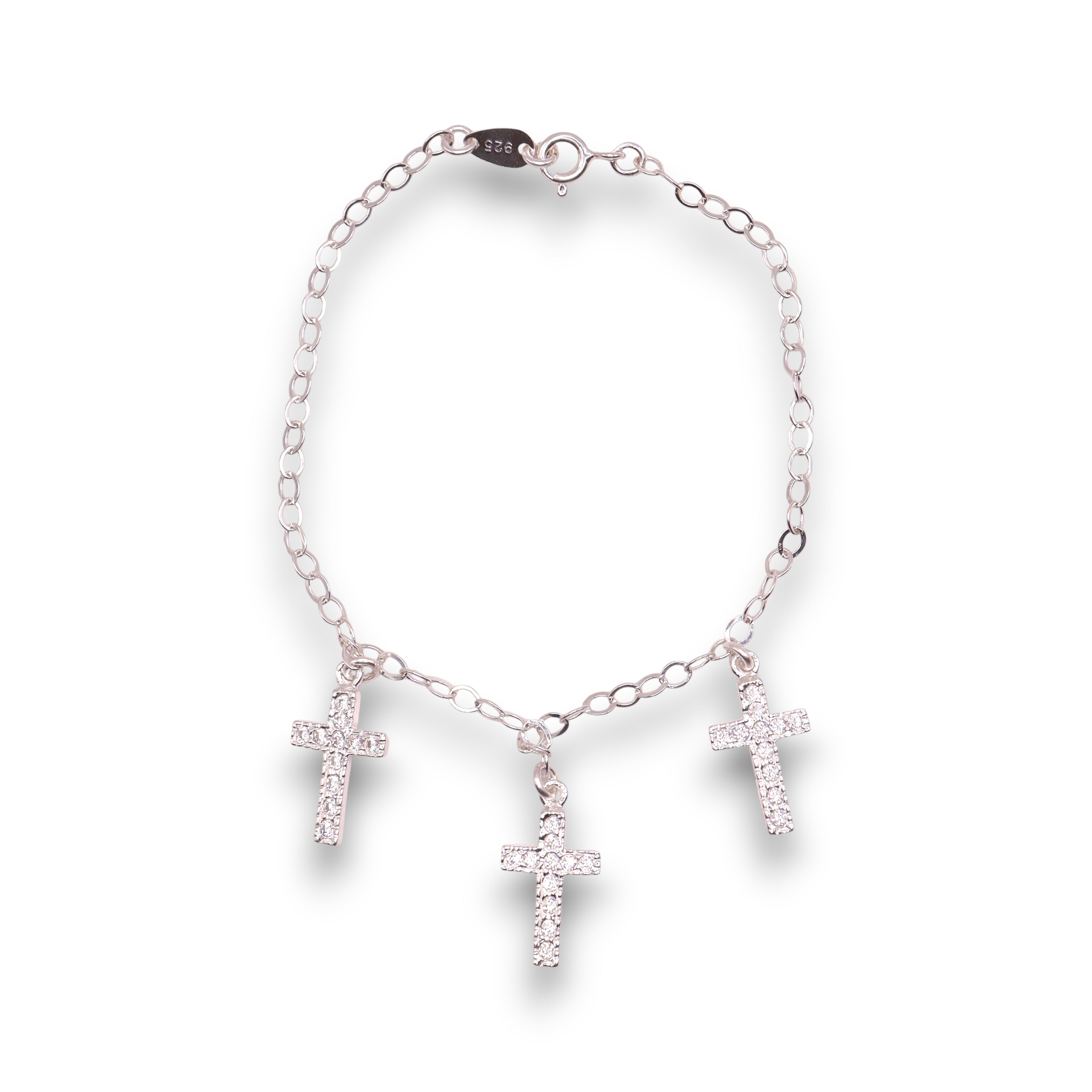 Pulsera Tres Cruces Plata .925 18.5 cm Jozep Joyería