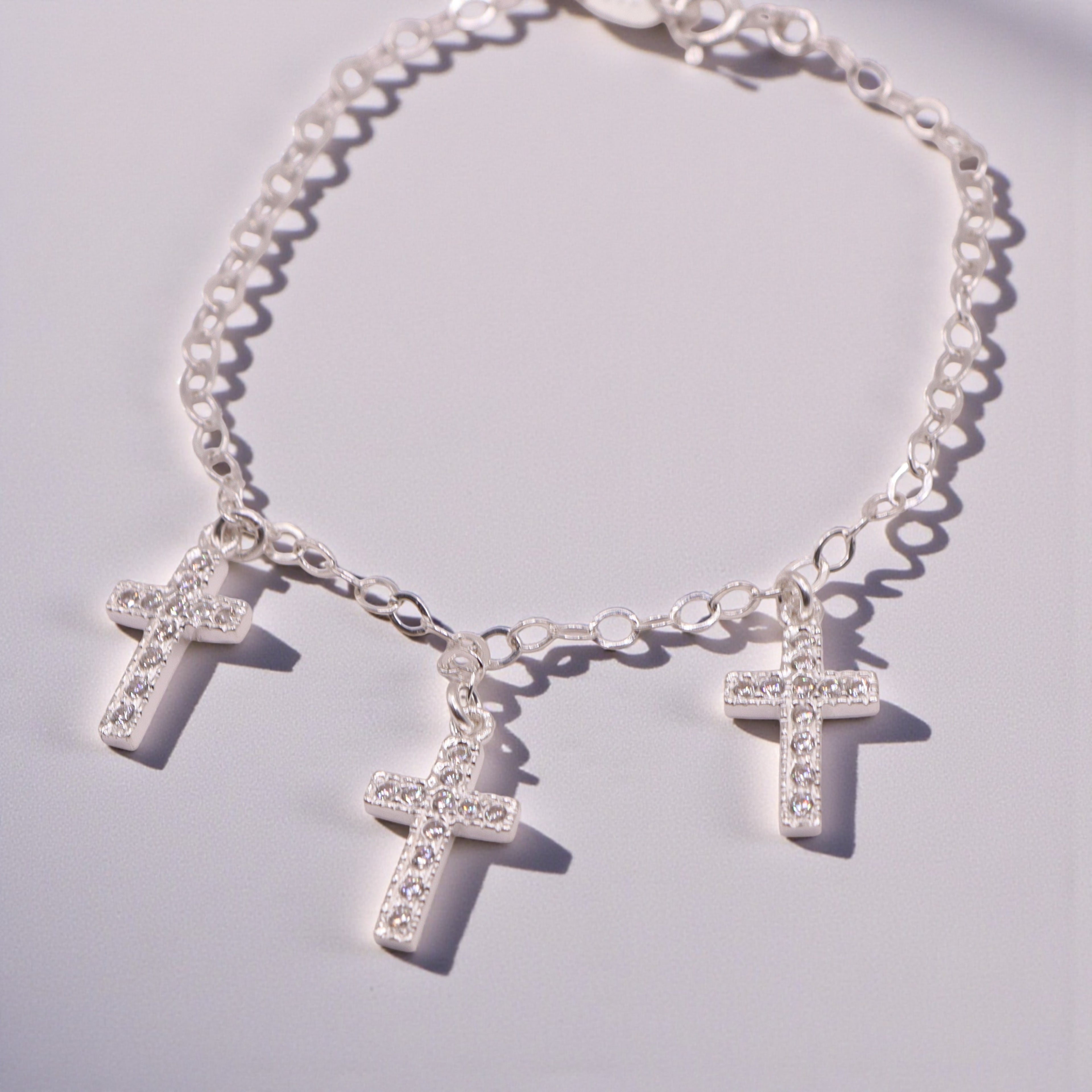 Pulsera Tres Cruces Plata .925 18.5 cm Jozep Joyería