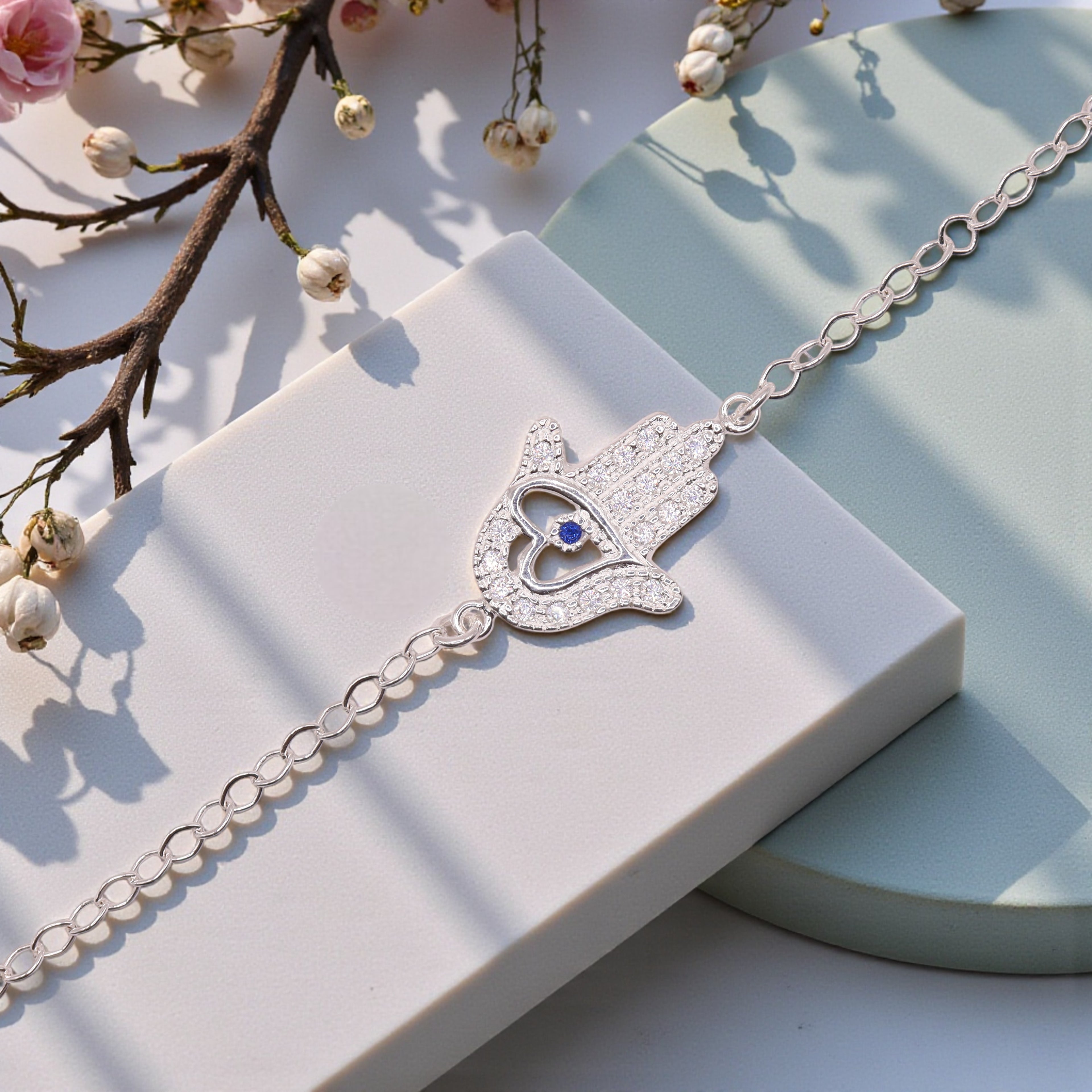 Pulsera Mano De Fátima Plata .925 18 cm