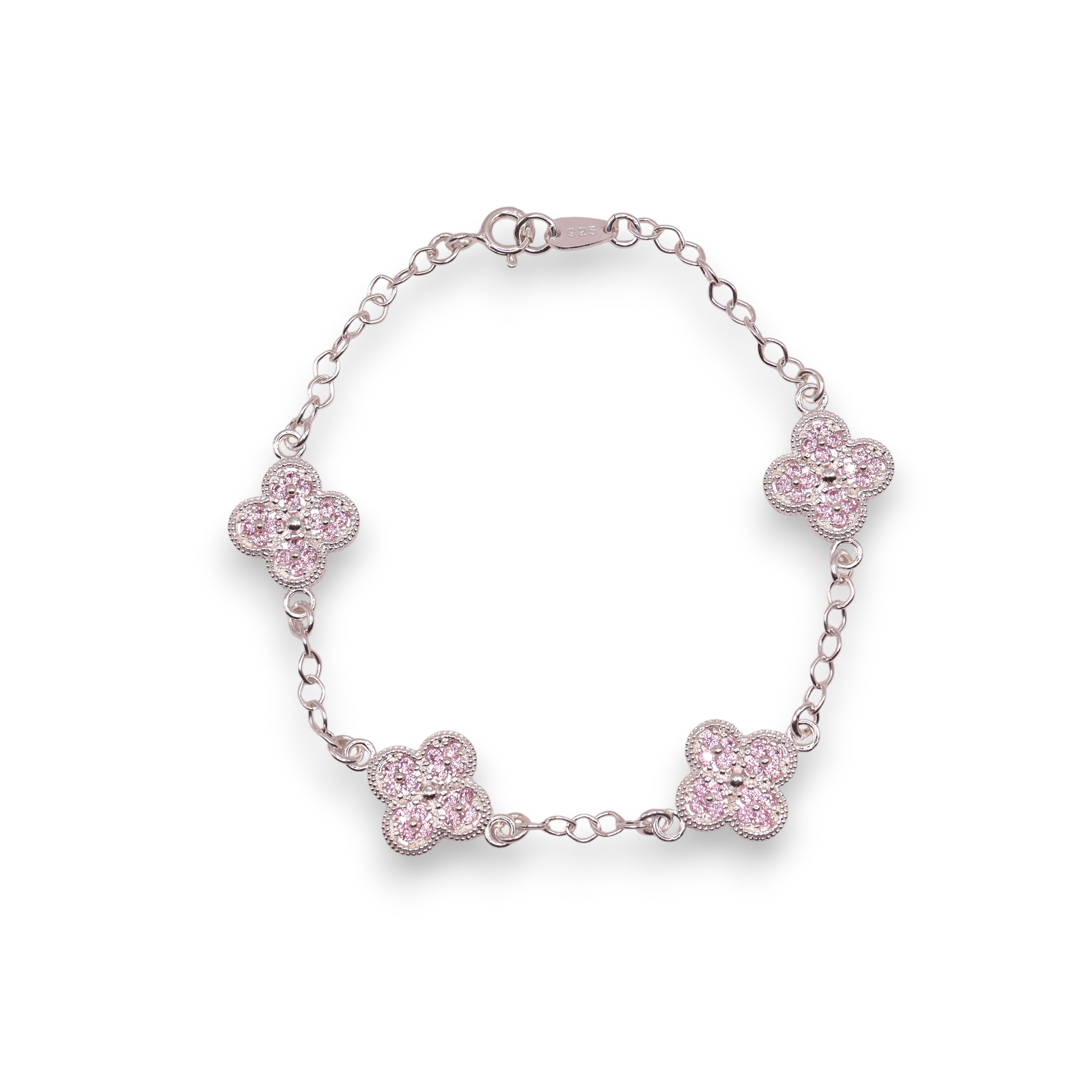 Pulsera Plata 925 Flores Rosas 18 Cm | Jozep Joyería