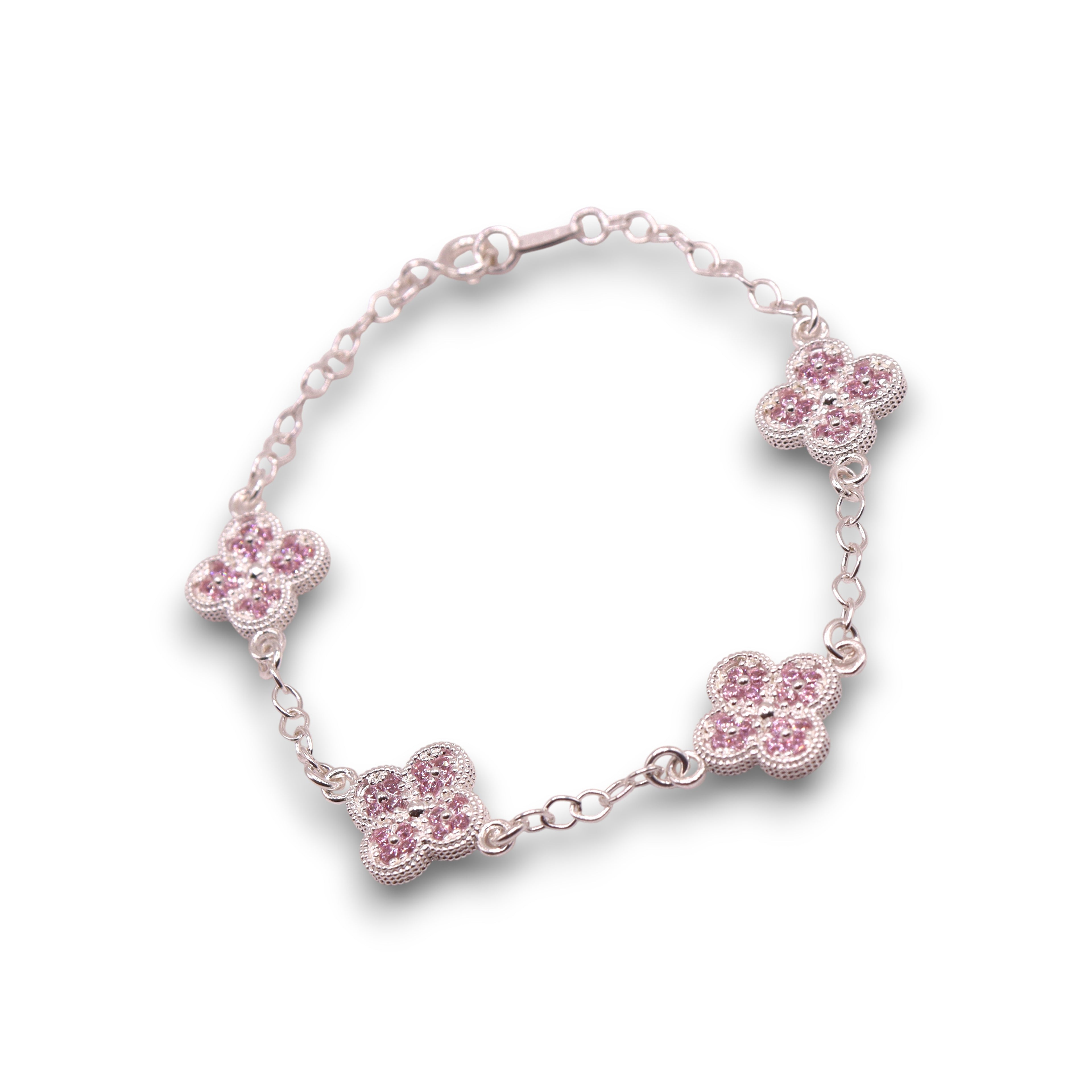 Pulsera Plata 925 Flores Rosas 18 Cm | Jozep Joyería