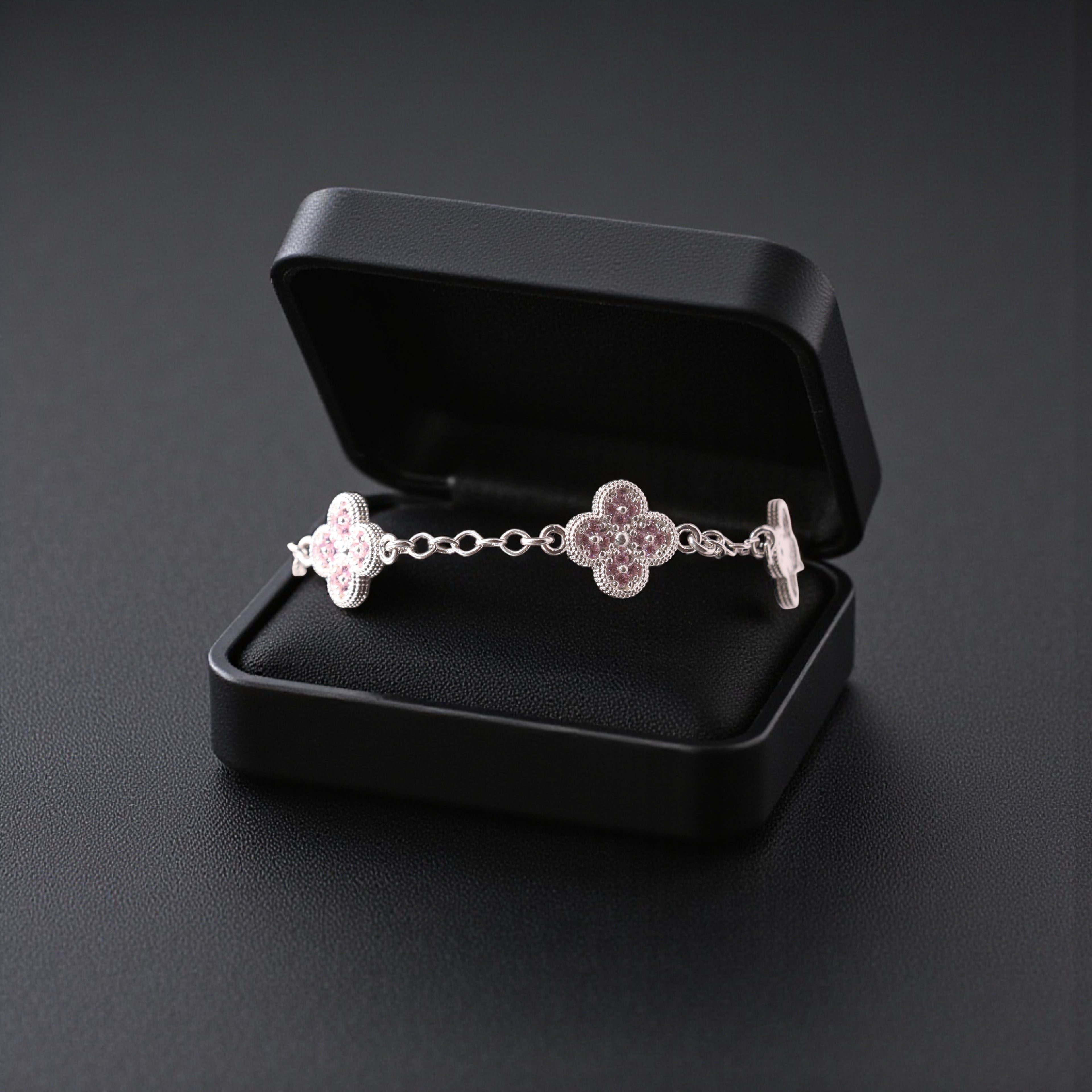 Pulsera Plata 925 Flores Rosas 18 Cm | Jozep Joyería