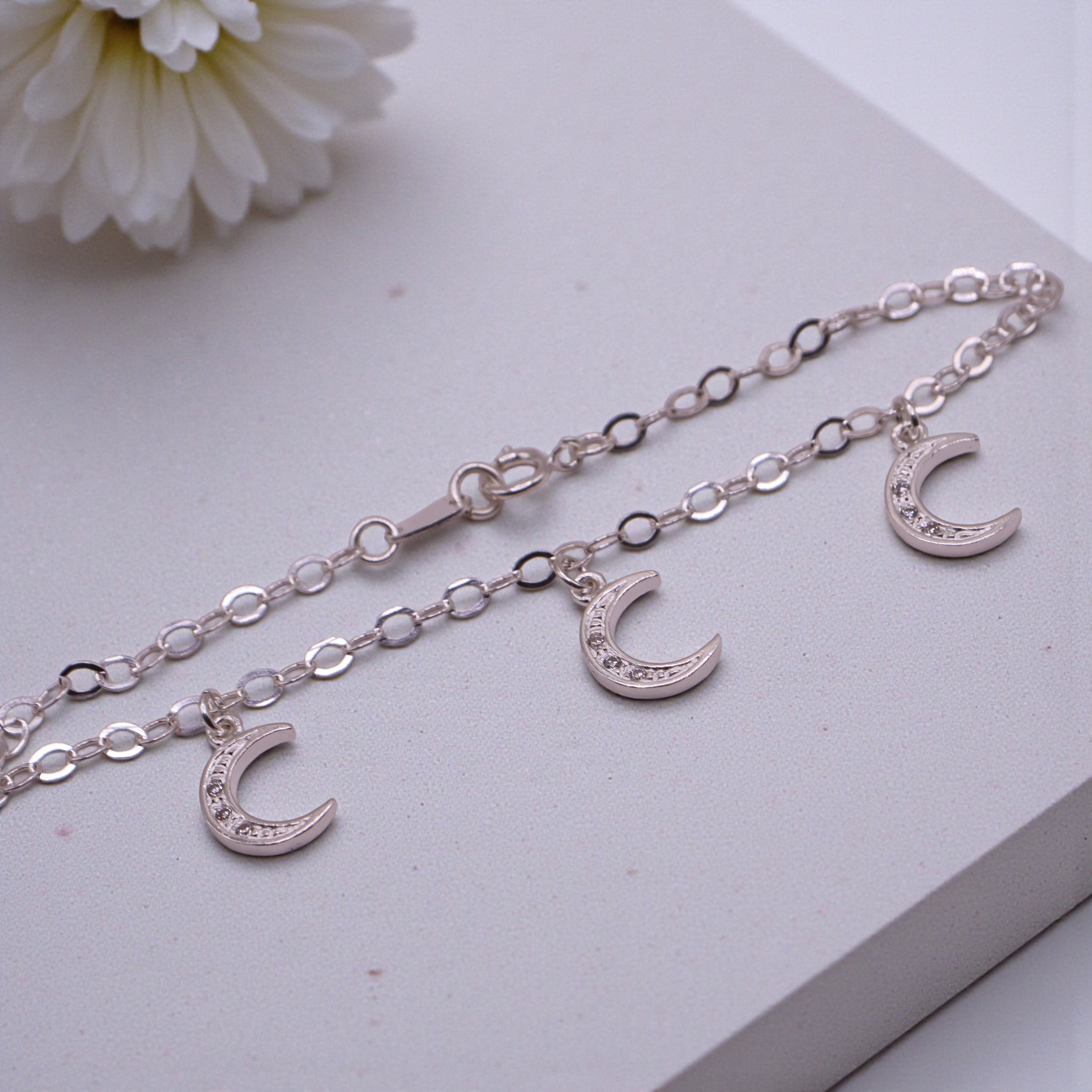 Pulsera Tres Lunas Plata .925 19 cm Jozep Joyería
