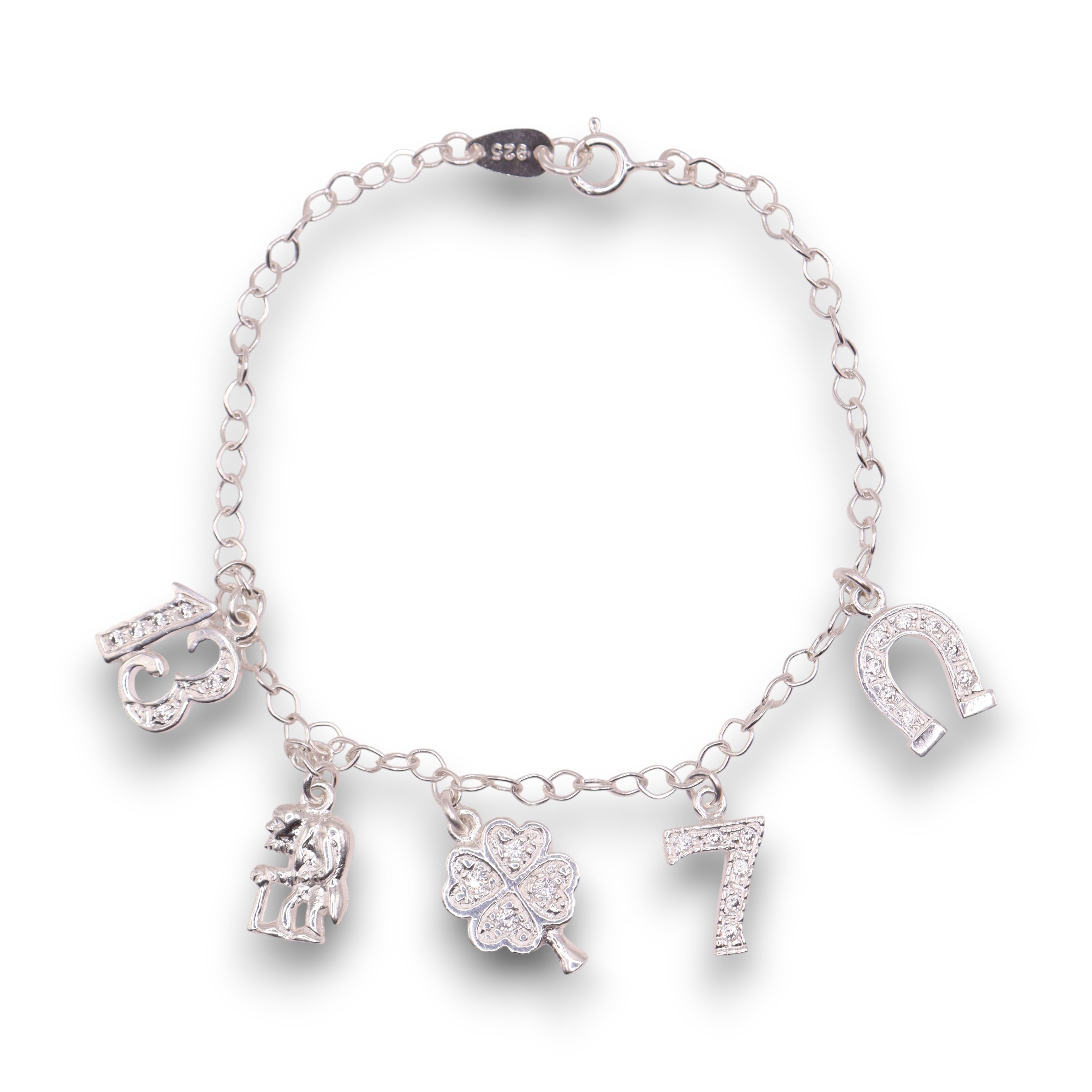 Pulsera Dijes Suerte Plata .925 18 cm  Jozep Joyería