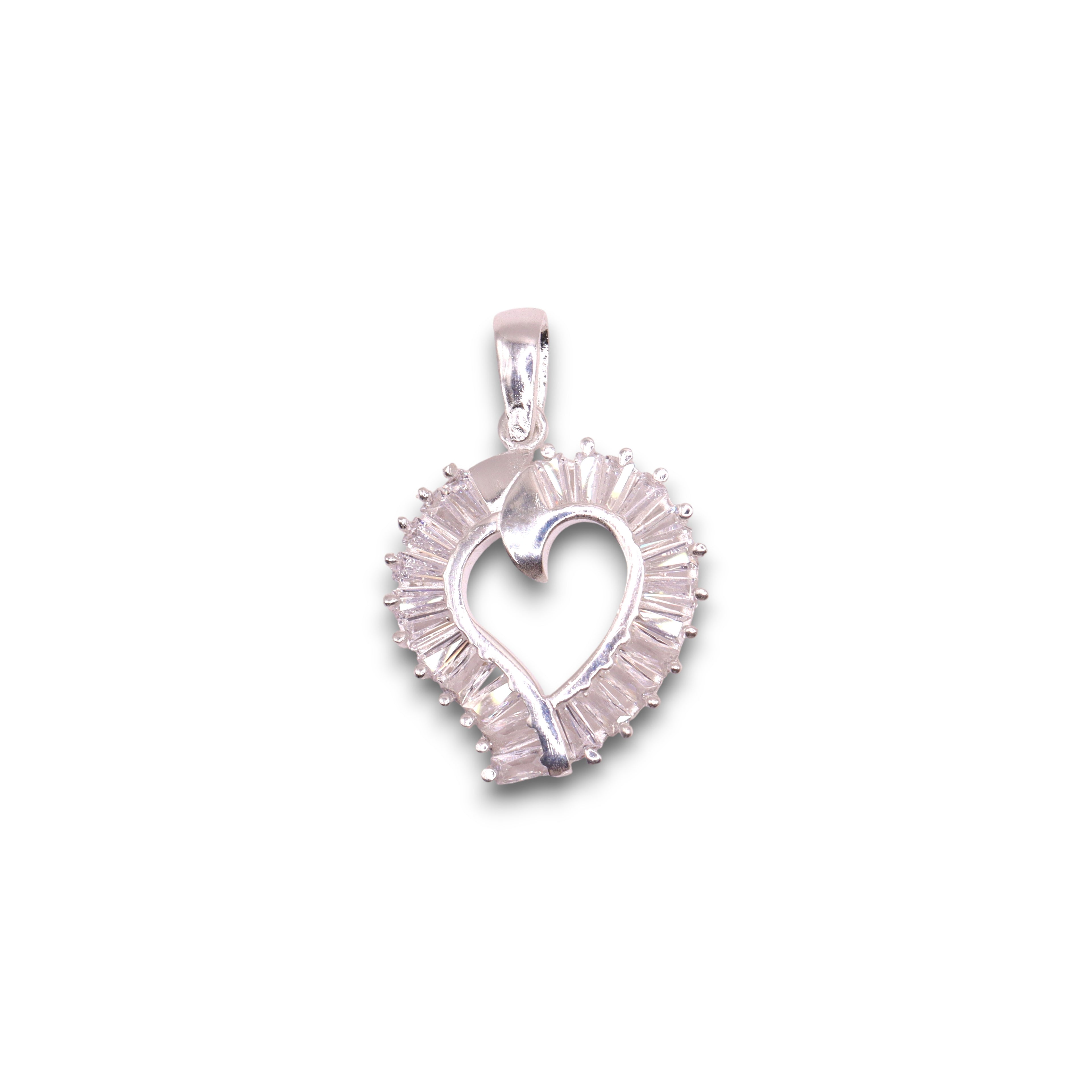 Dije Corazón Halo Baguette Plata .925 Jozep Joyería