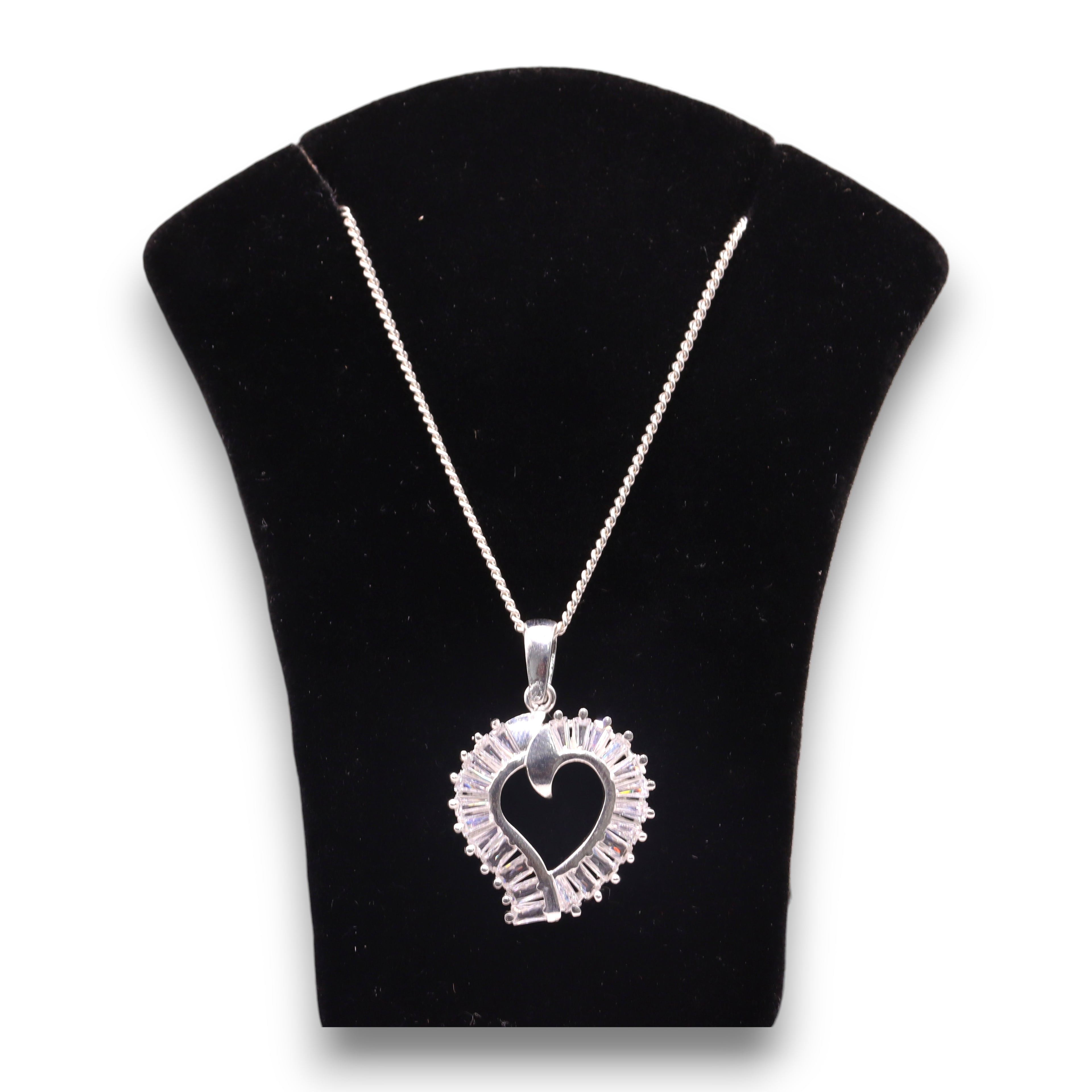 Dije Corazón Halo Baguette Plata .925 Jozep Joyería