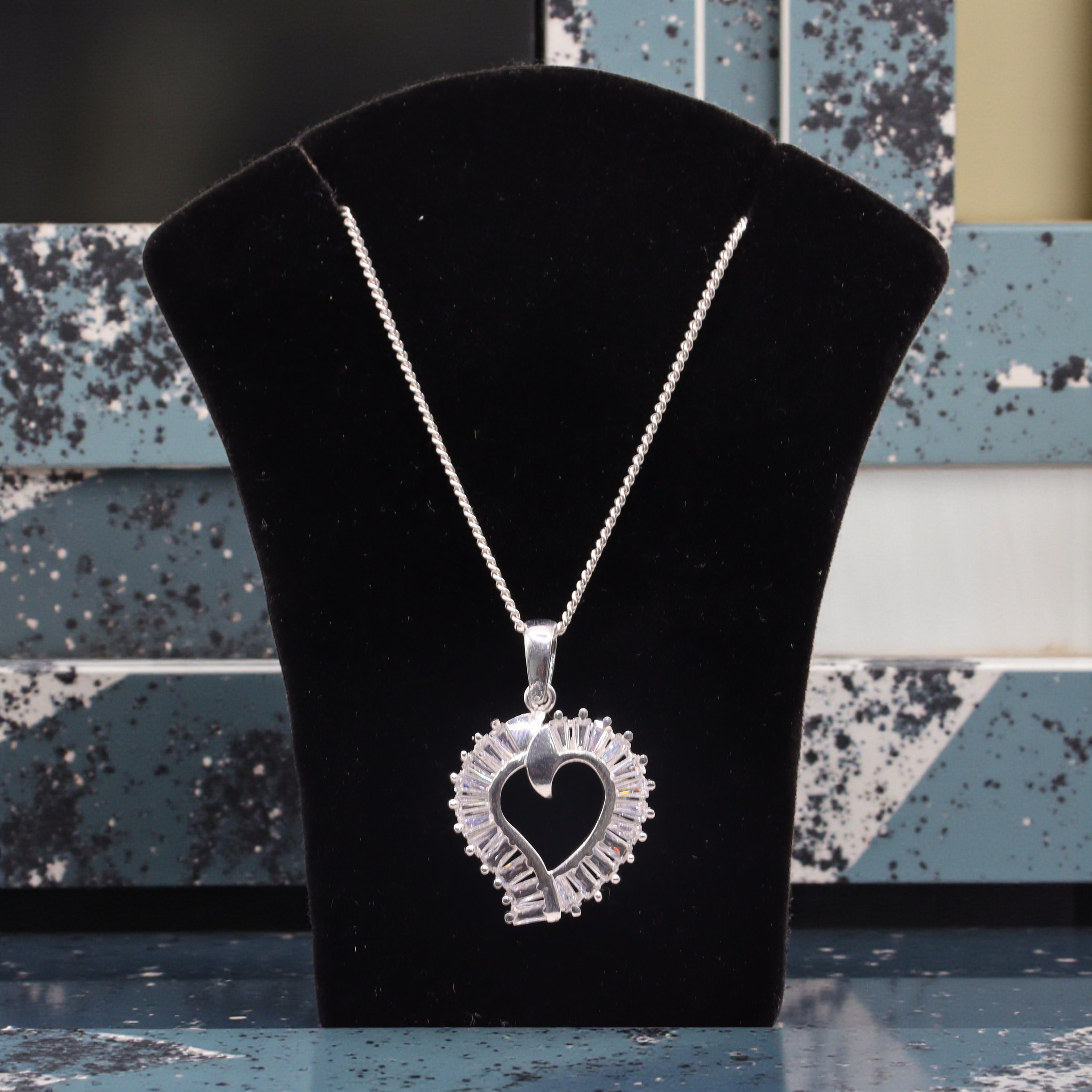 Dije Corazón Halo Baguette Plata .925 Jozep Joyería