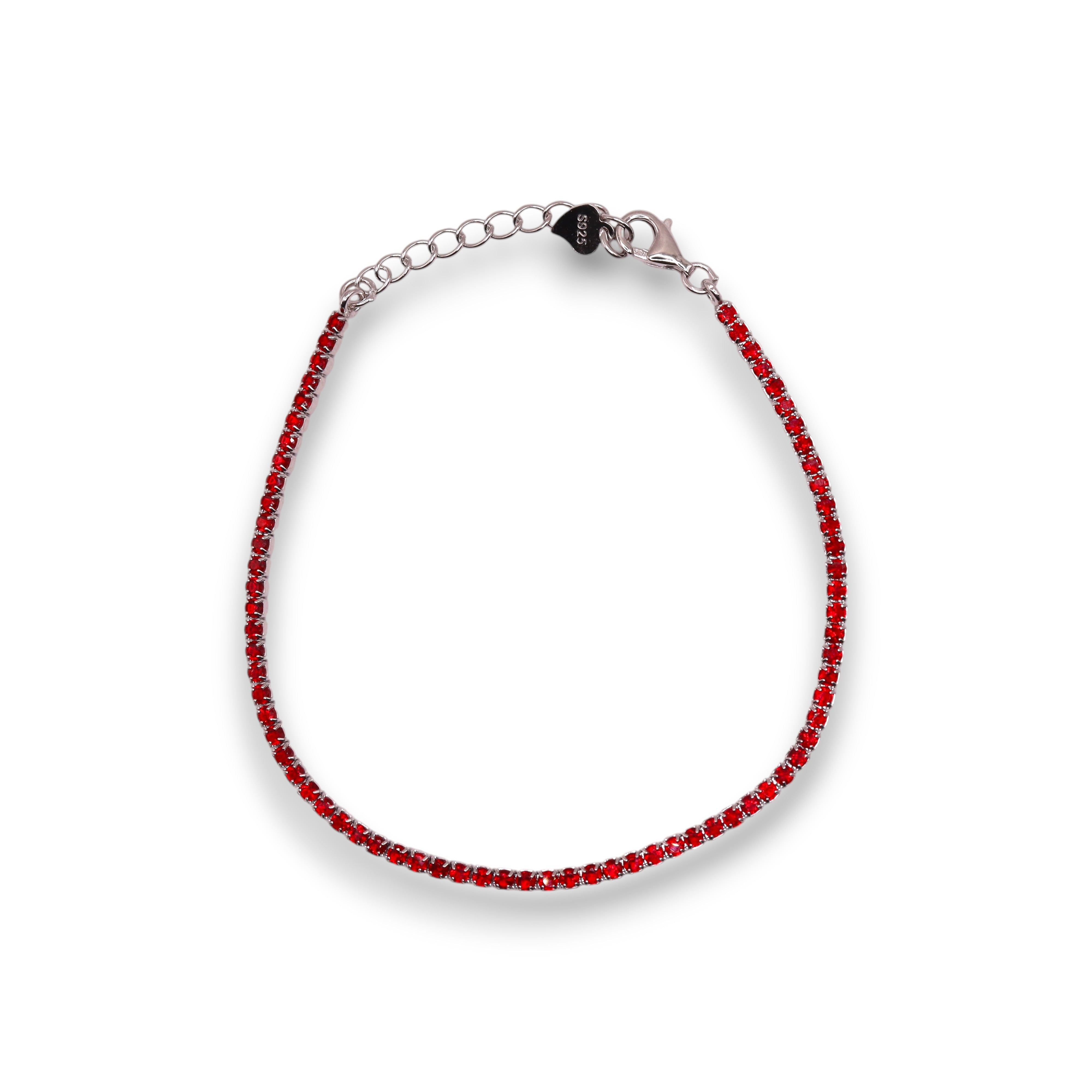 Pulsera tenis roja de plata .925 | Jozep Joyería
