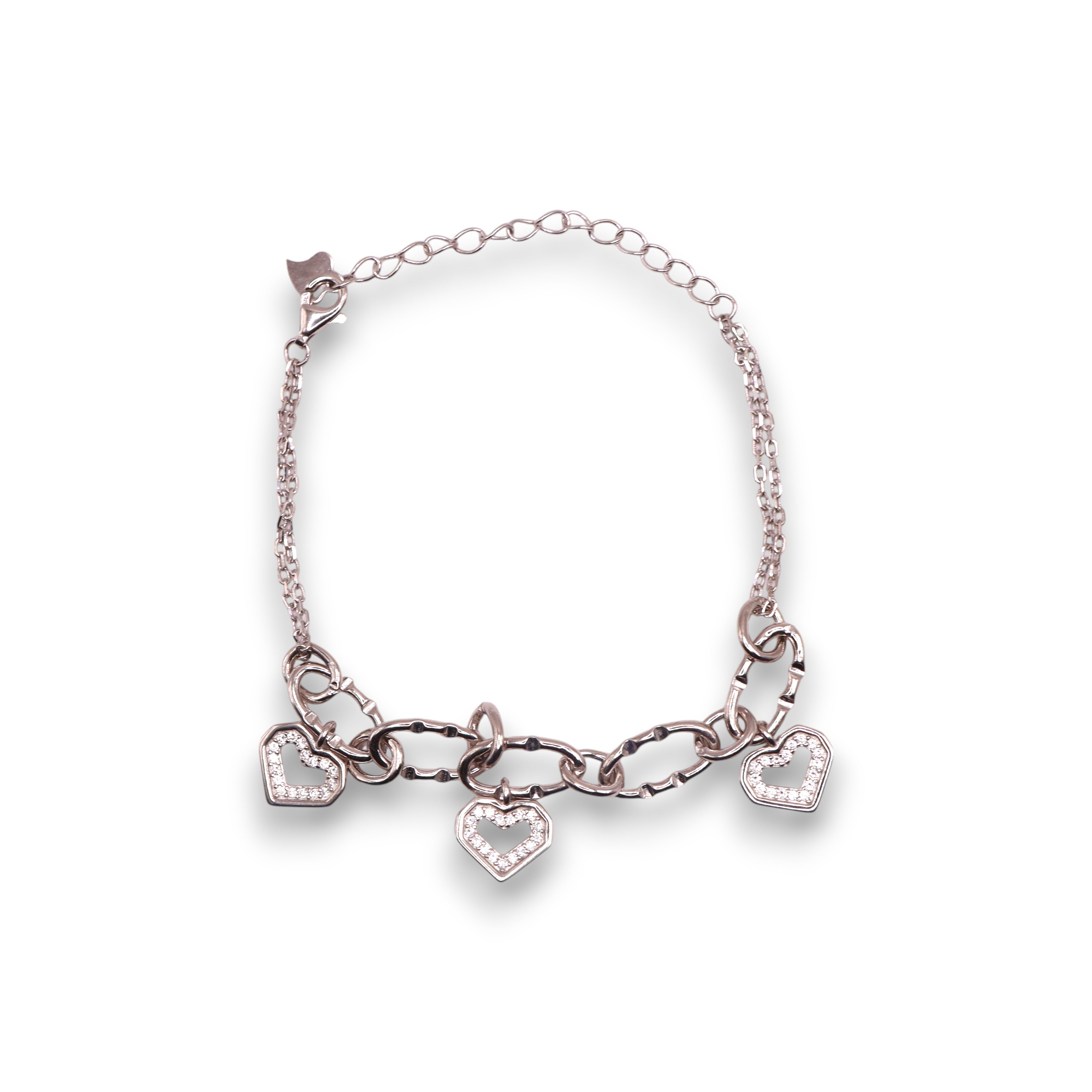Pulsera corazones colgantes de plata .925 | Jozep Joyería