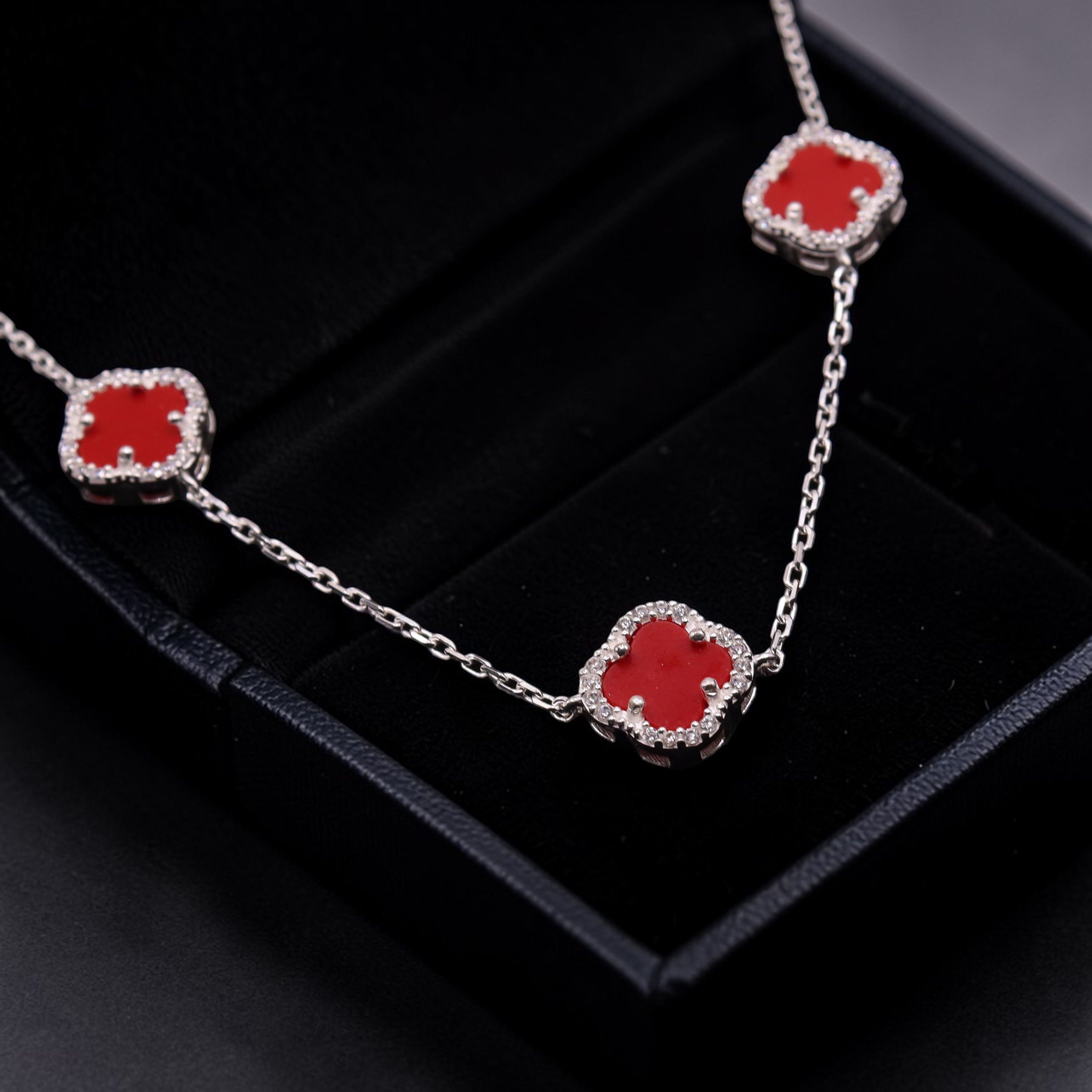 Collar trébol de plata .925 con zirconias 55 cm | Jozep Joyería