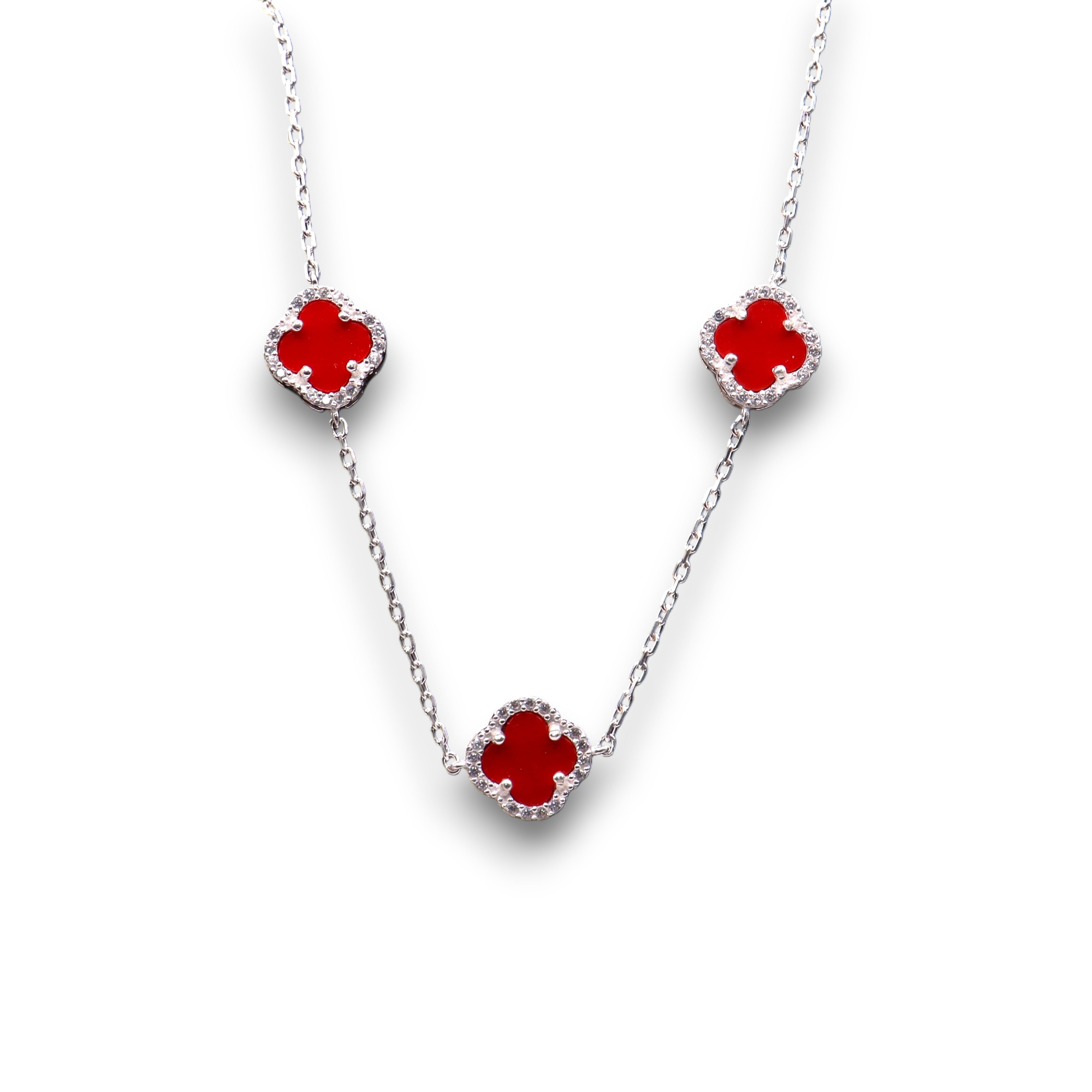 Collar trébol de plata .925 con zirconias 55 cm | Jozep Joyería