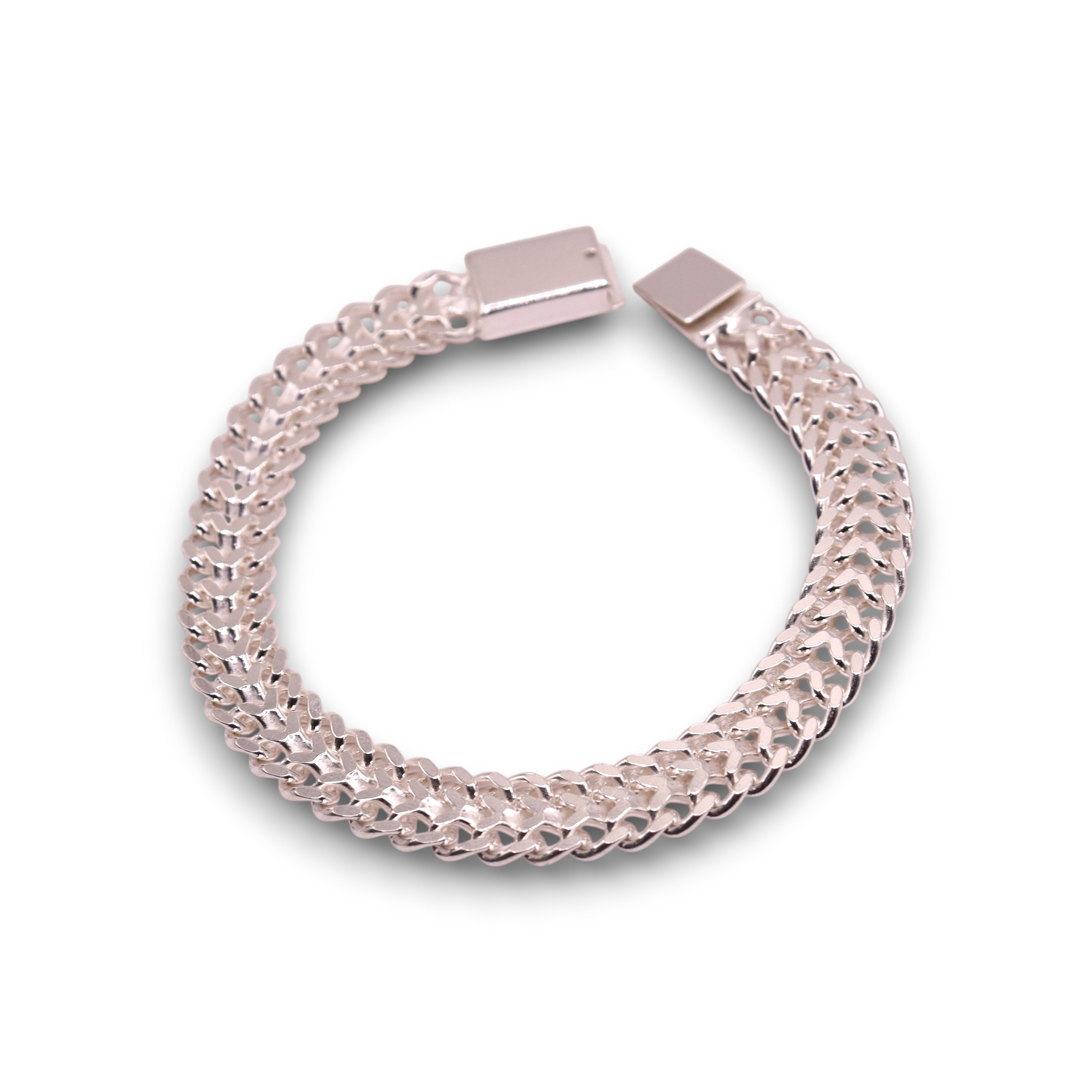 Pulsera de plata .925 tejido ancho 18 y 21 cm | Jozep Joyería