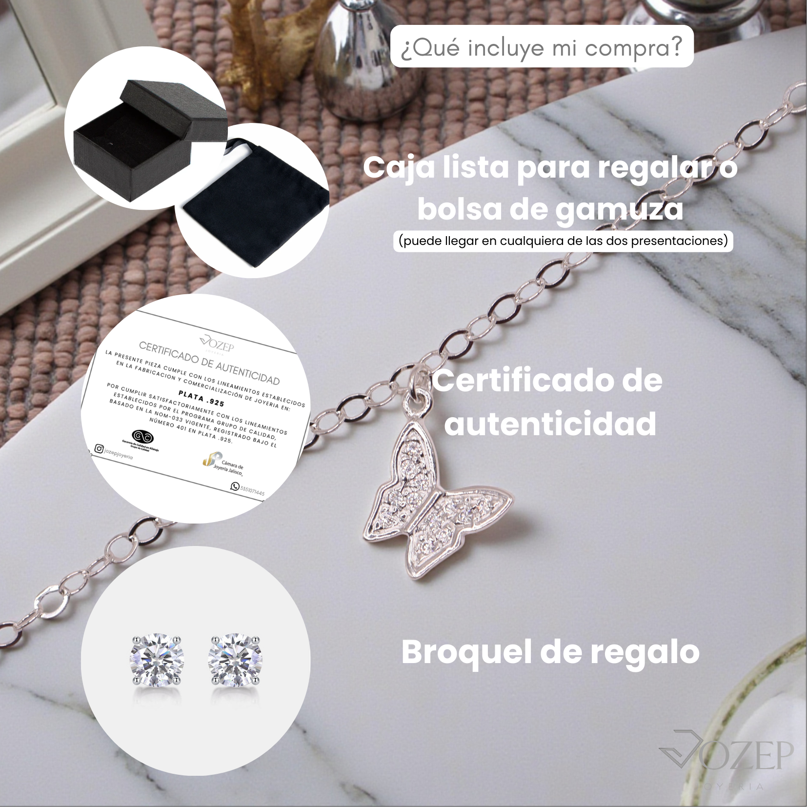 Pulsera Mariposa Plata .925 18 cm Jozep Joyería