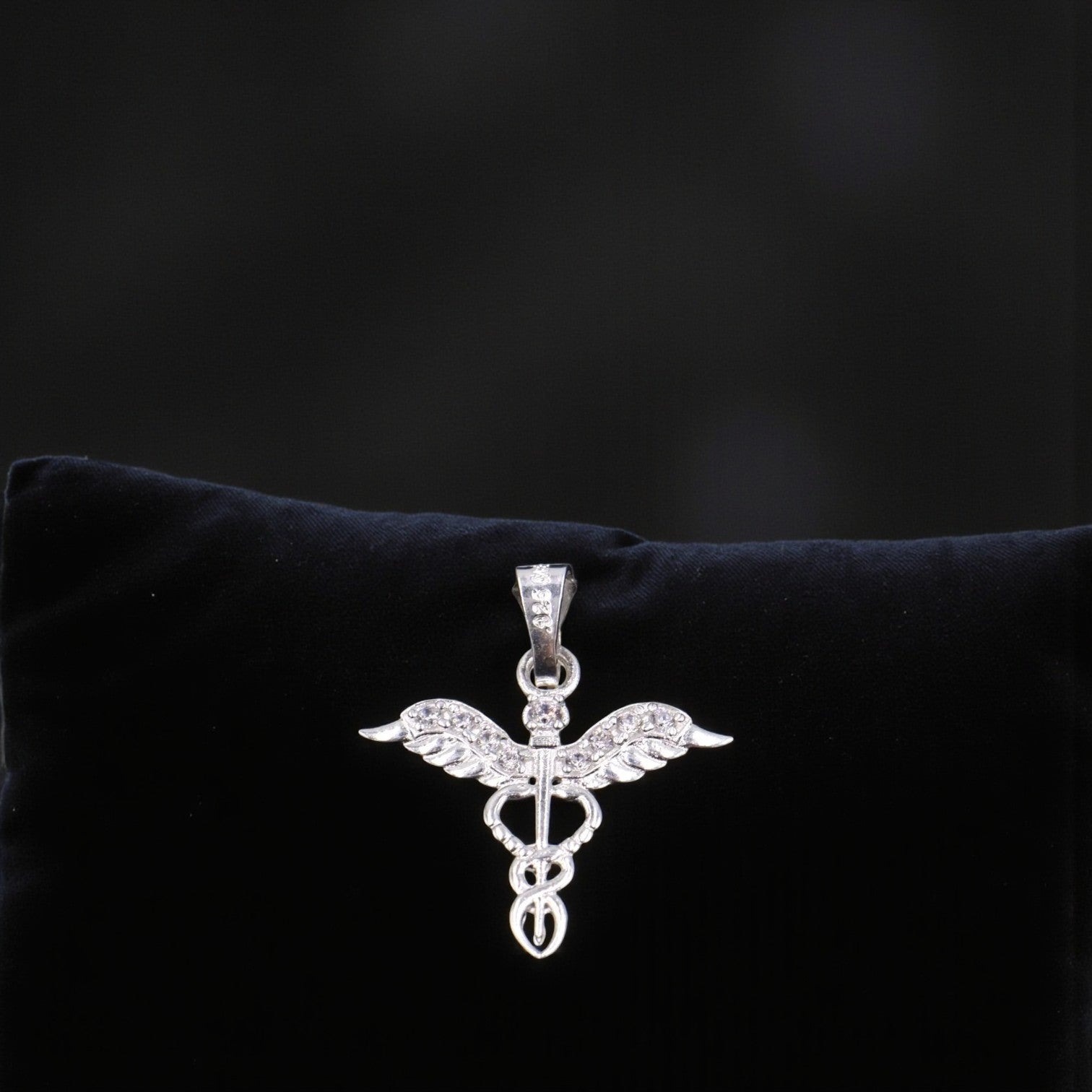 Dije Caduceo Médico + Cadena en Plata .925