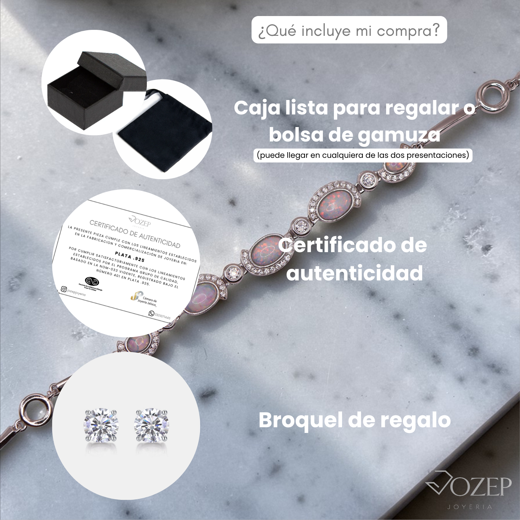 Pulsera de plata .925 con ópalos y zirconias | Jozep Joyería