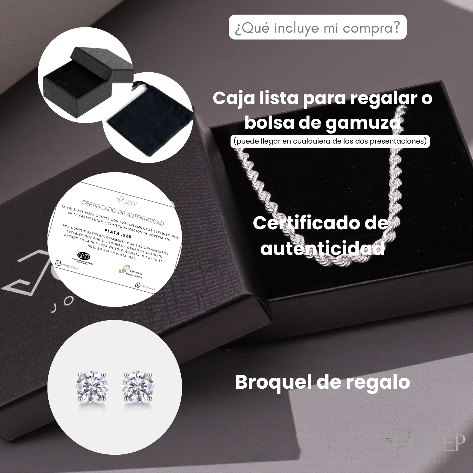 Cadena Torzal 4 mm Plata .925 50 o 60 cm | Jozep Joyería