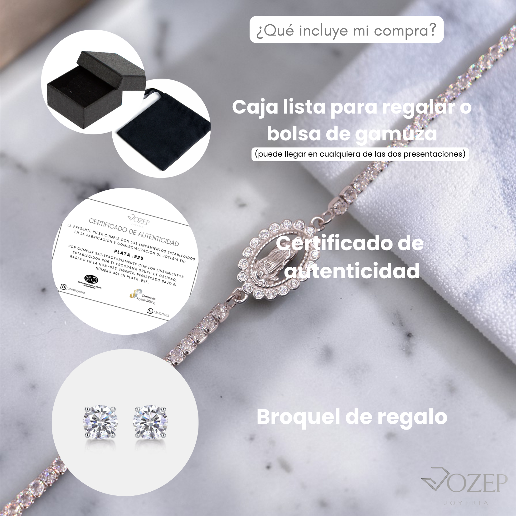 Pulsera de plata .925 con Virgen y zirconias | Jozep Joyería