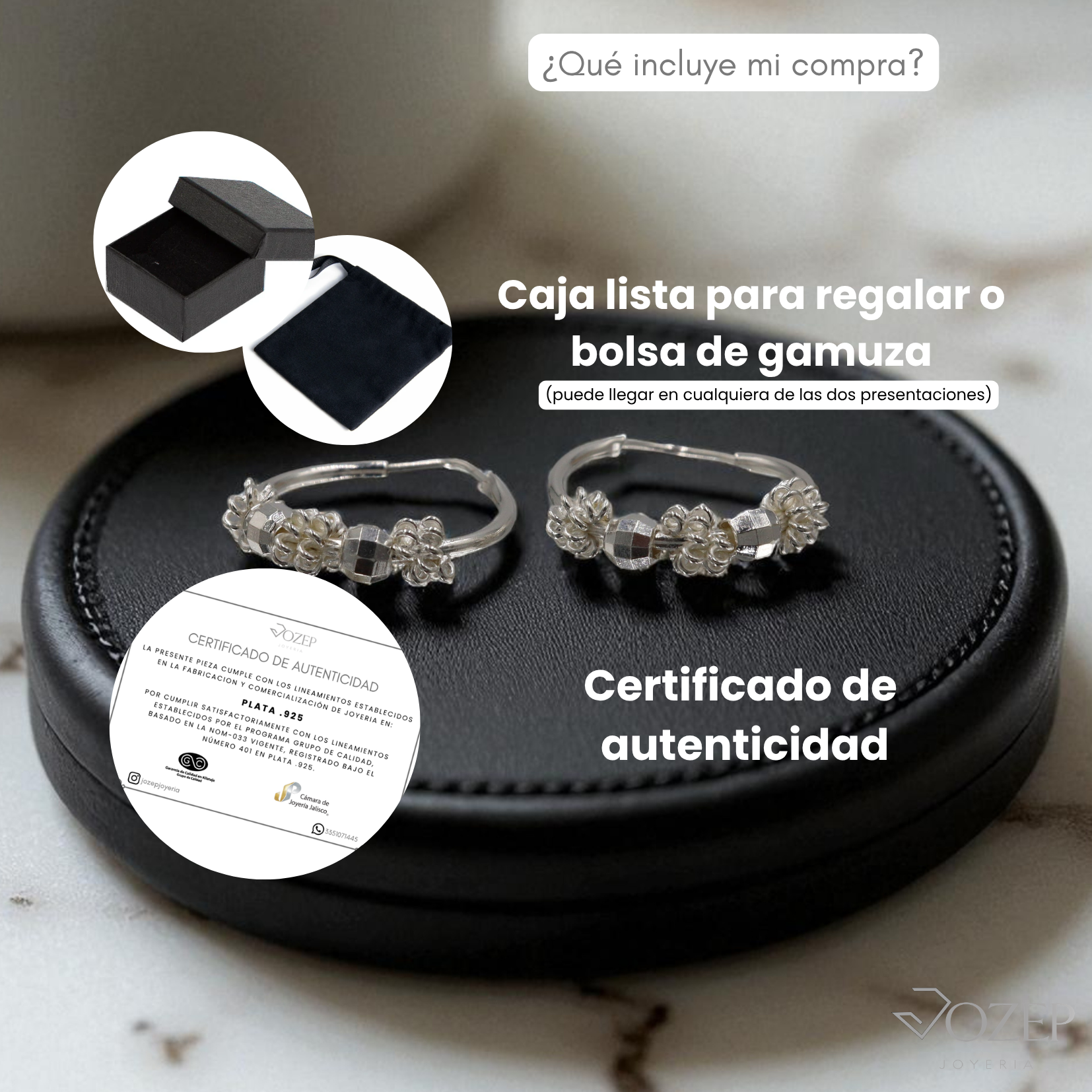 Arracadas Circulo Flor de Plata .925